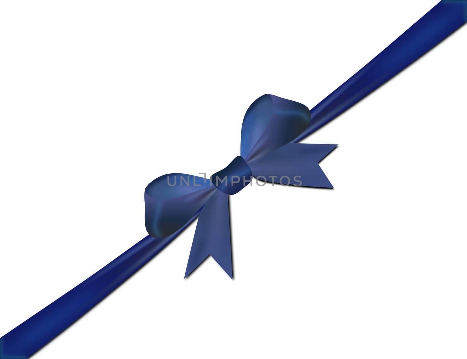 Blue bow isolated on a white background centered