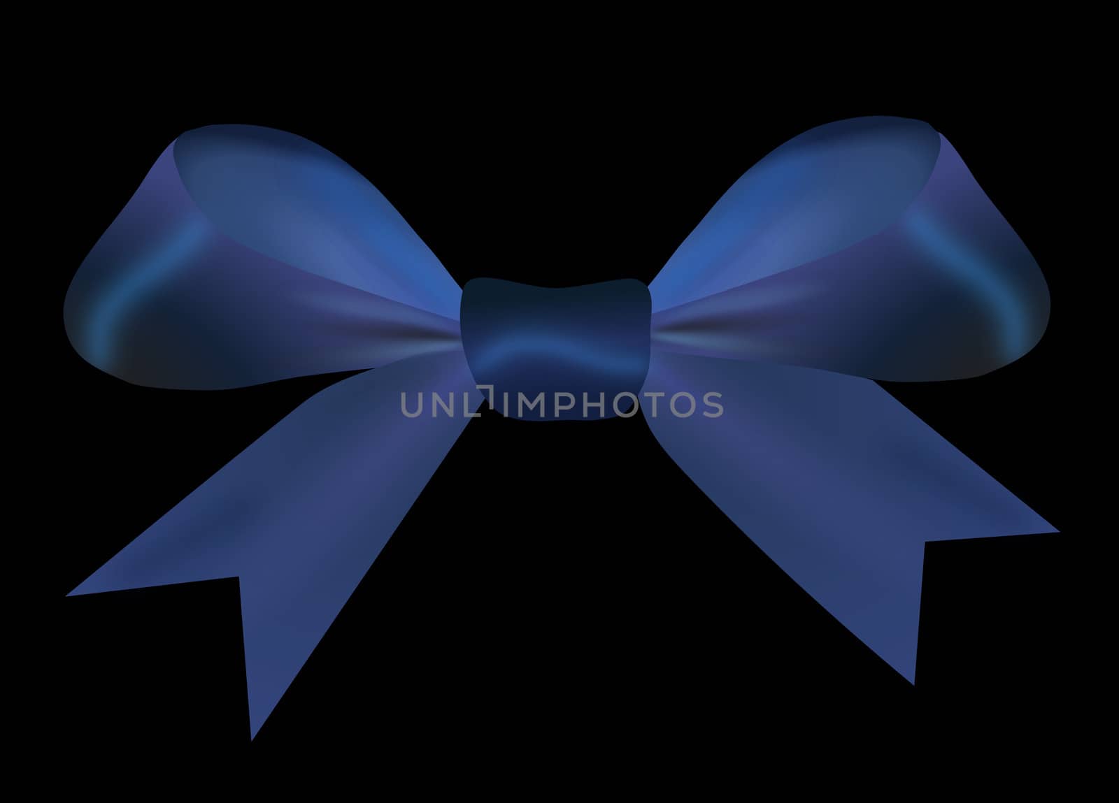 Blue bow isolated on a black background