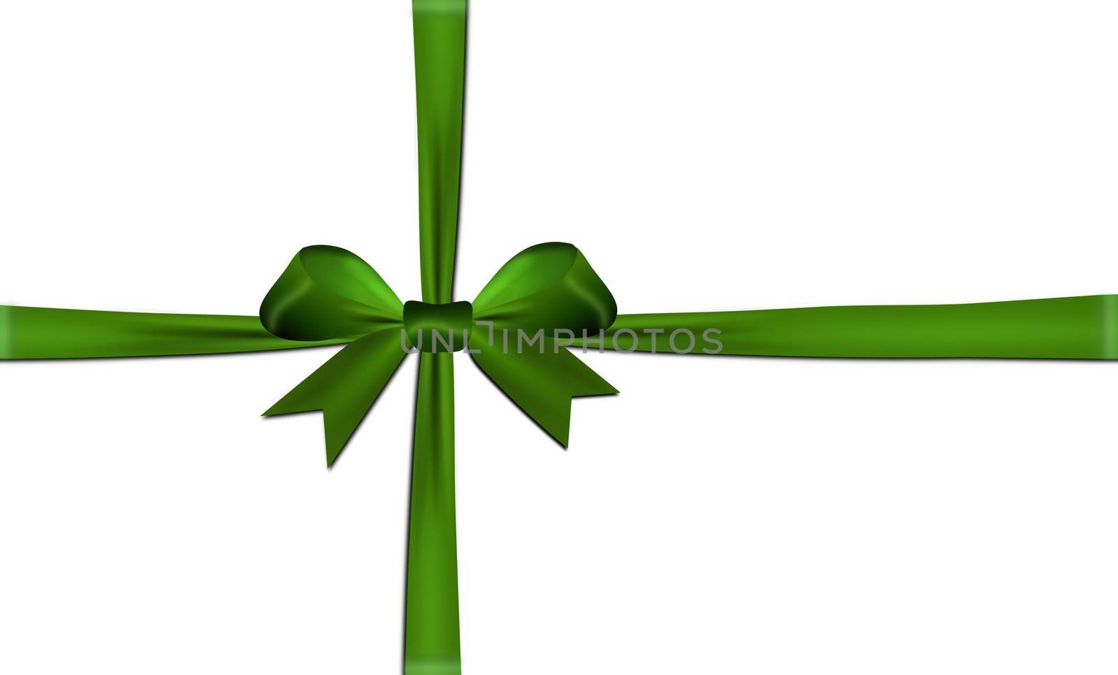 Ribbons crossed with green bow isolated on a white background