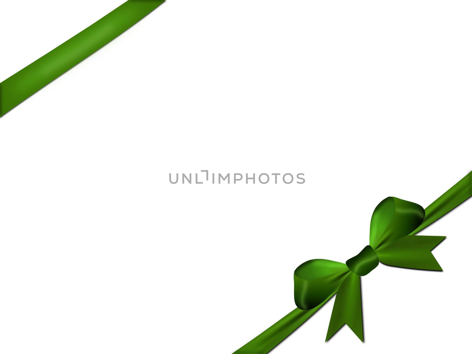 Green bow and ribbons isolated on a white background centered