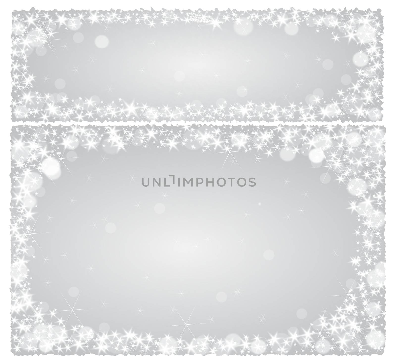 Frame christmas card on a silver background with stars