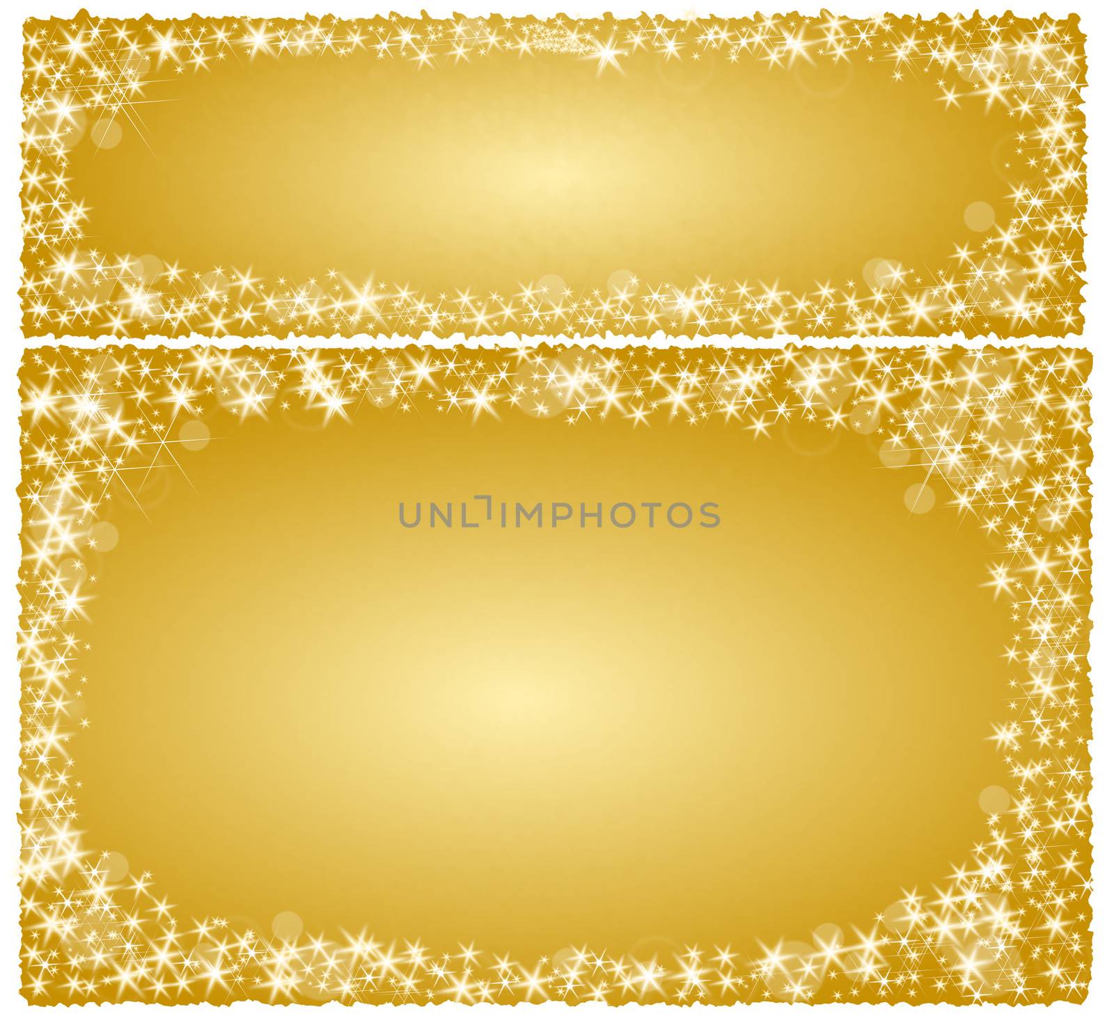 Frame christmas card on a golden background with stars