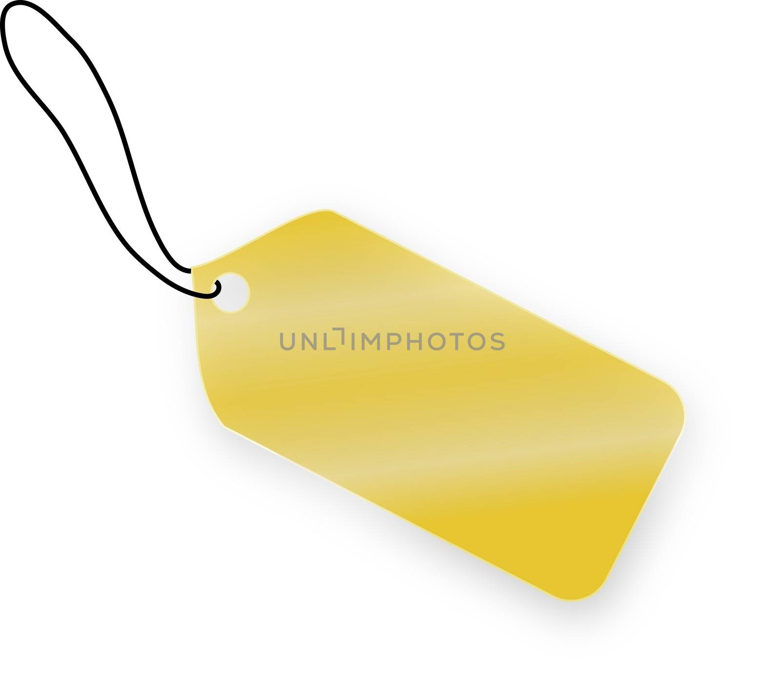 Golden tag on white background