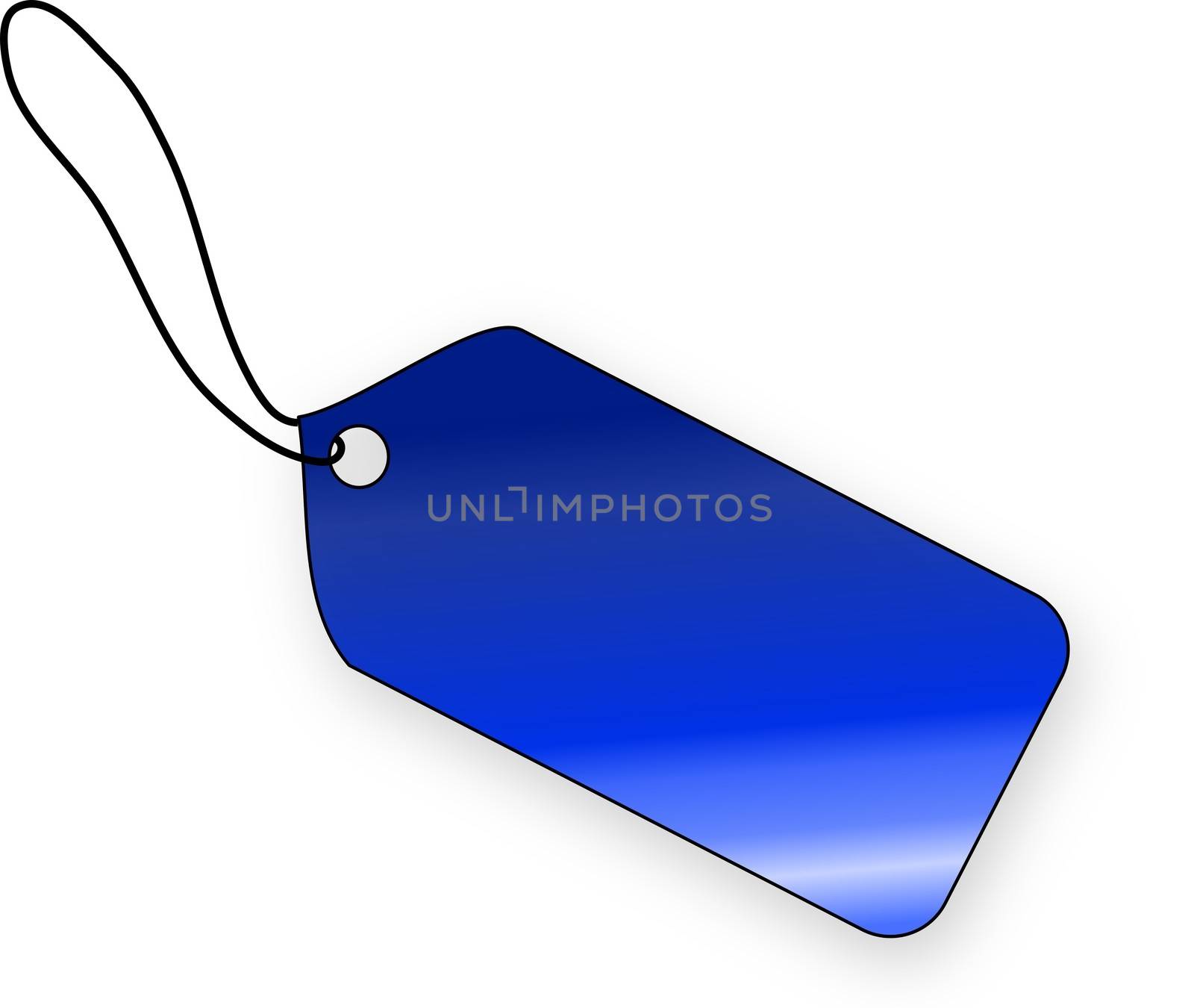 Blue tag on white background