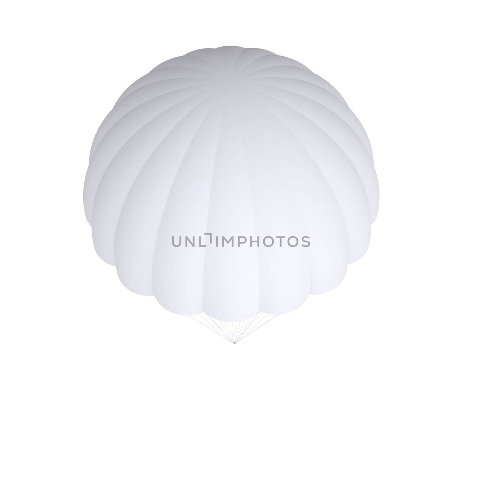 White parachute. Isolated render on a white background