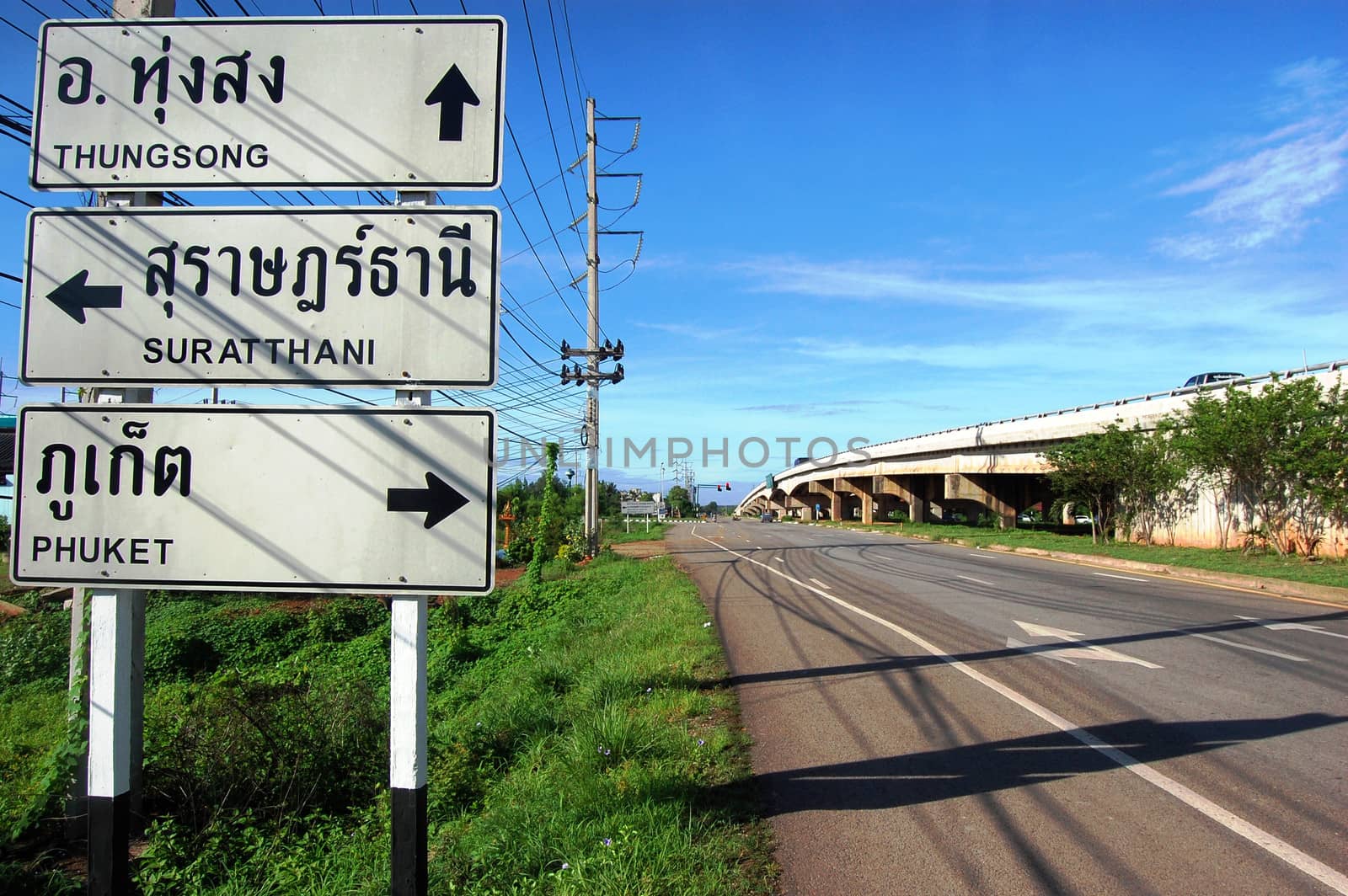 Thailand direction road sign by danemo