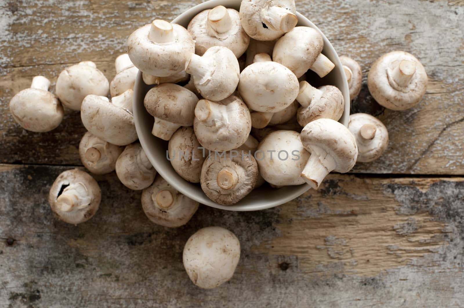 Fresh whole white button mushrooms by stockarch