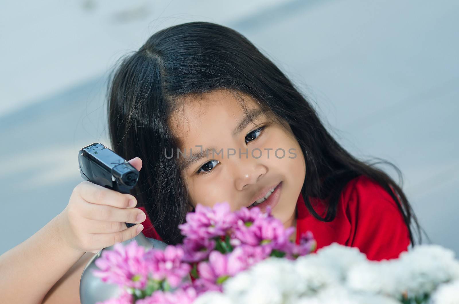 Smiling Girl With flower  by 9george