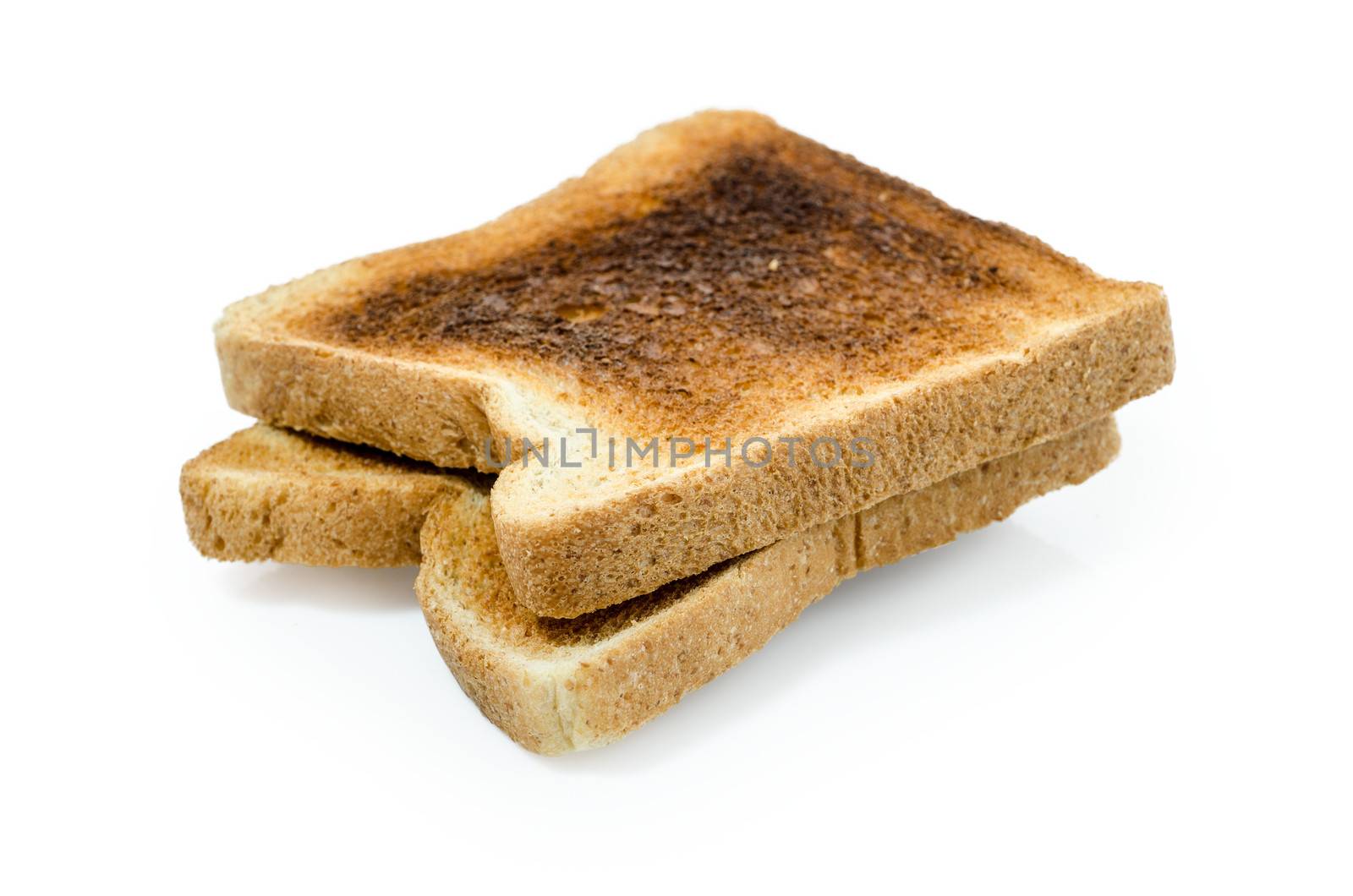 dark burned sandwich bread isolated white background by 9george