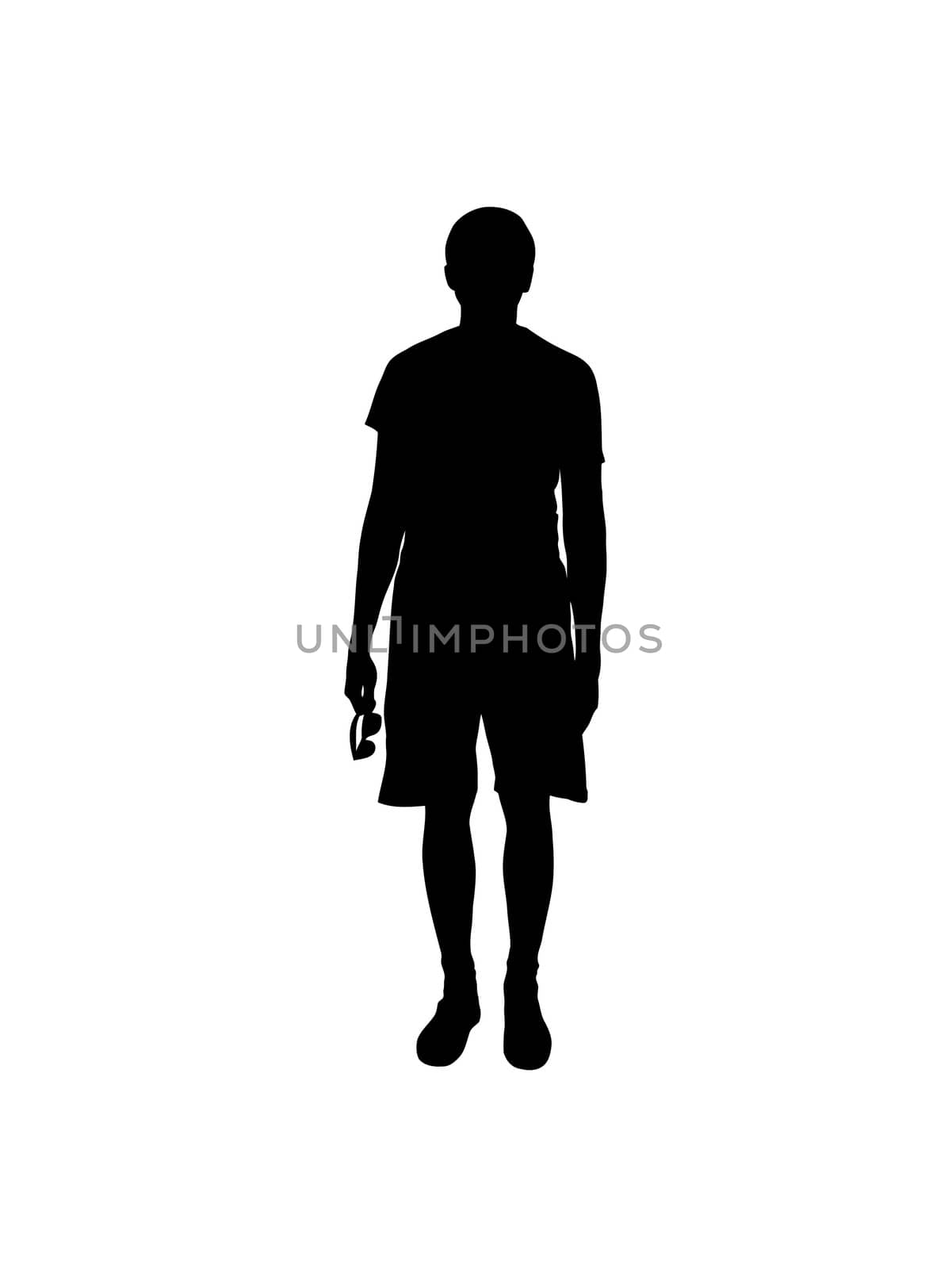 Silhouette of a lonely man  on white background.