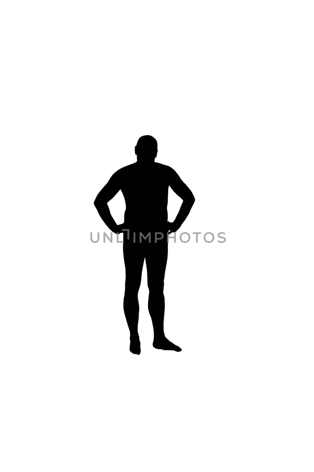 Silhouette of a man , isolated on white background.