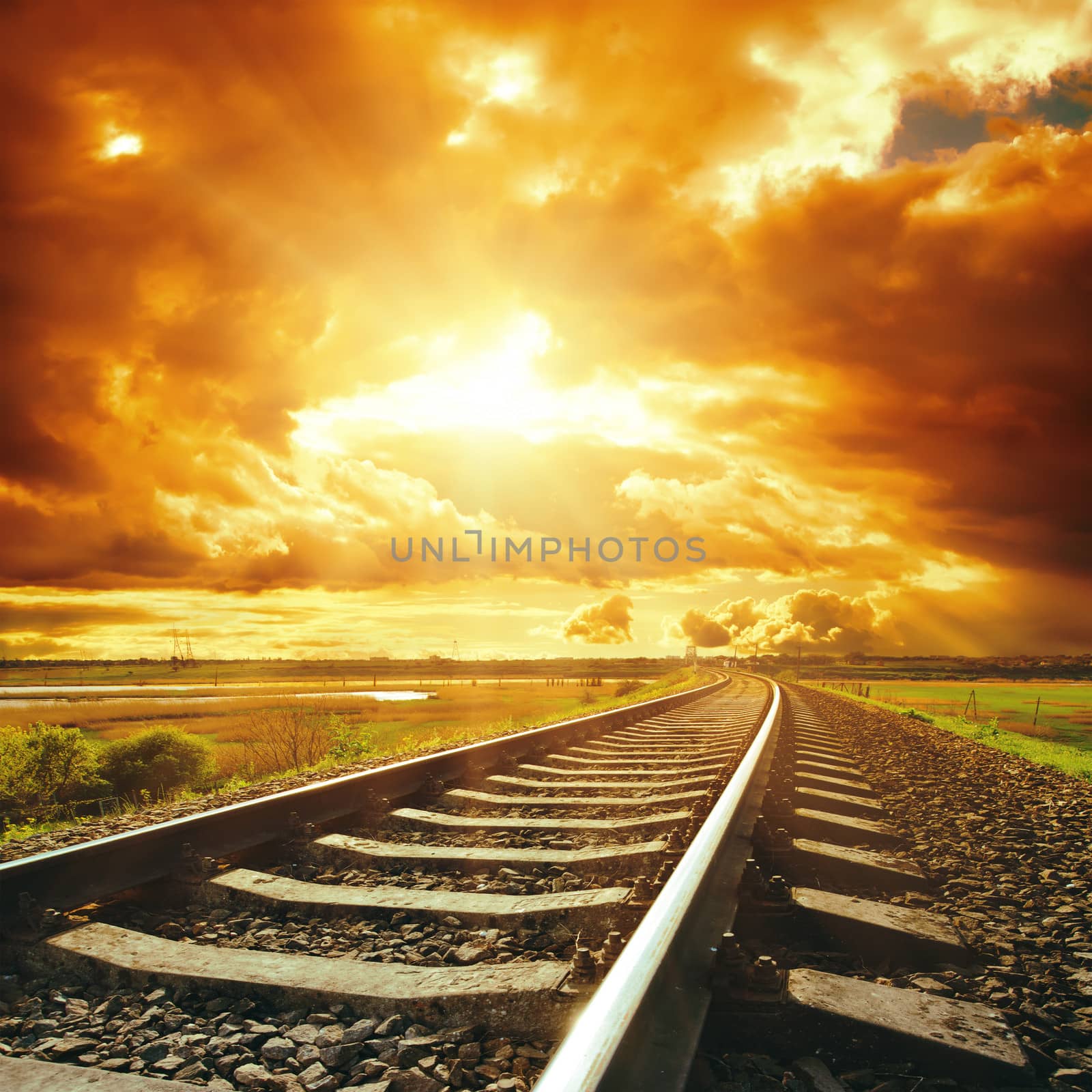 dramatic sky and railroad