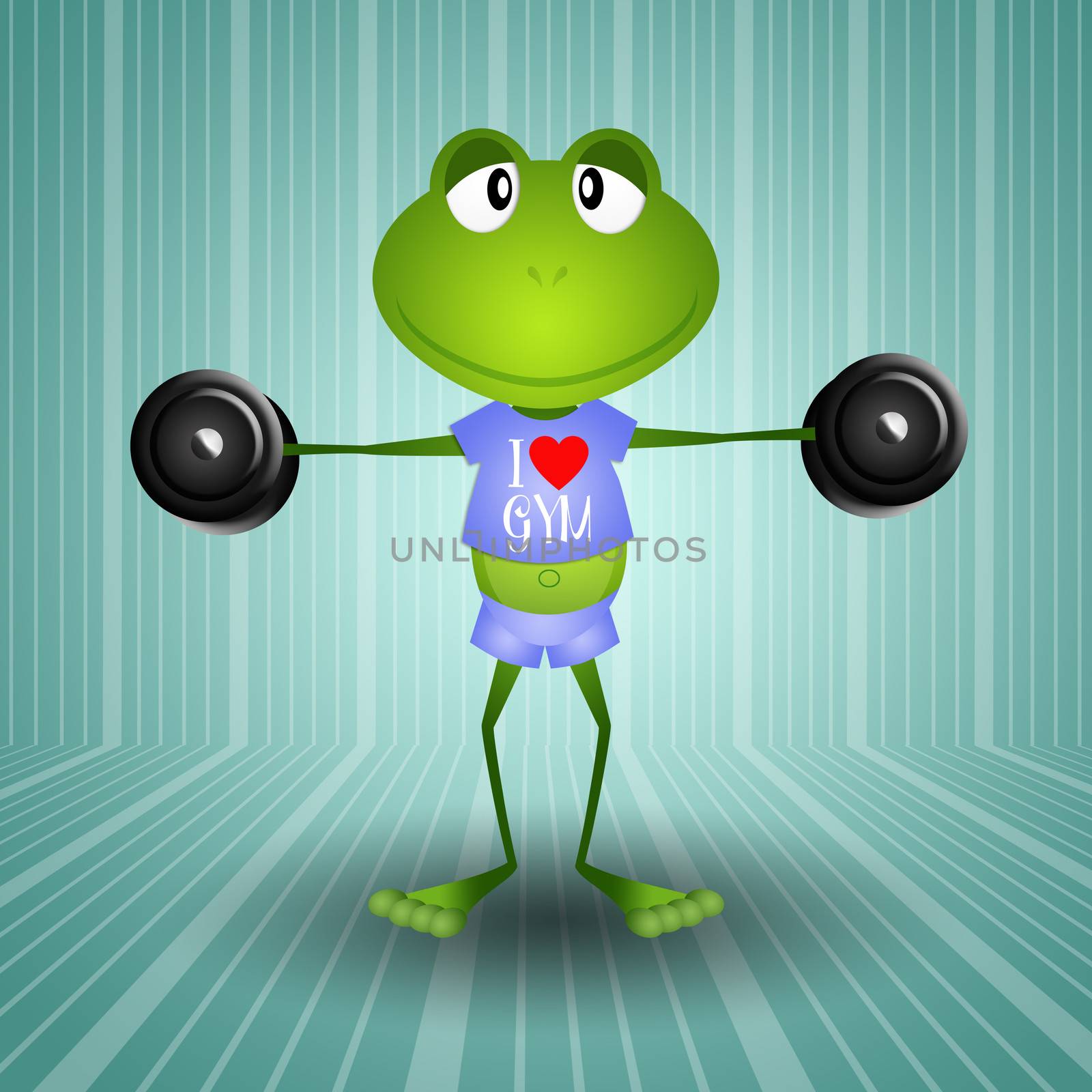 Frog weightlifting in the gym by sognolucido