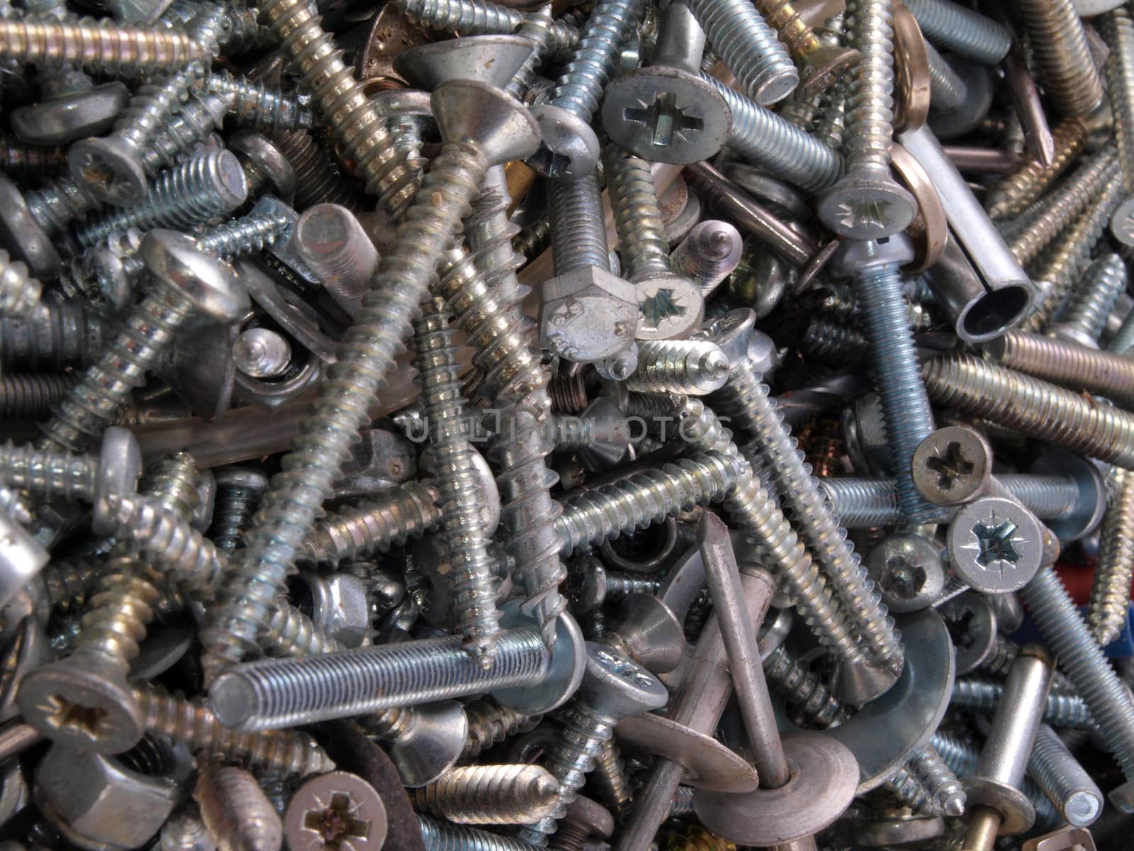 Close up of assorted screws and fixings.