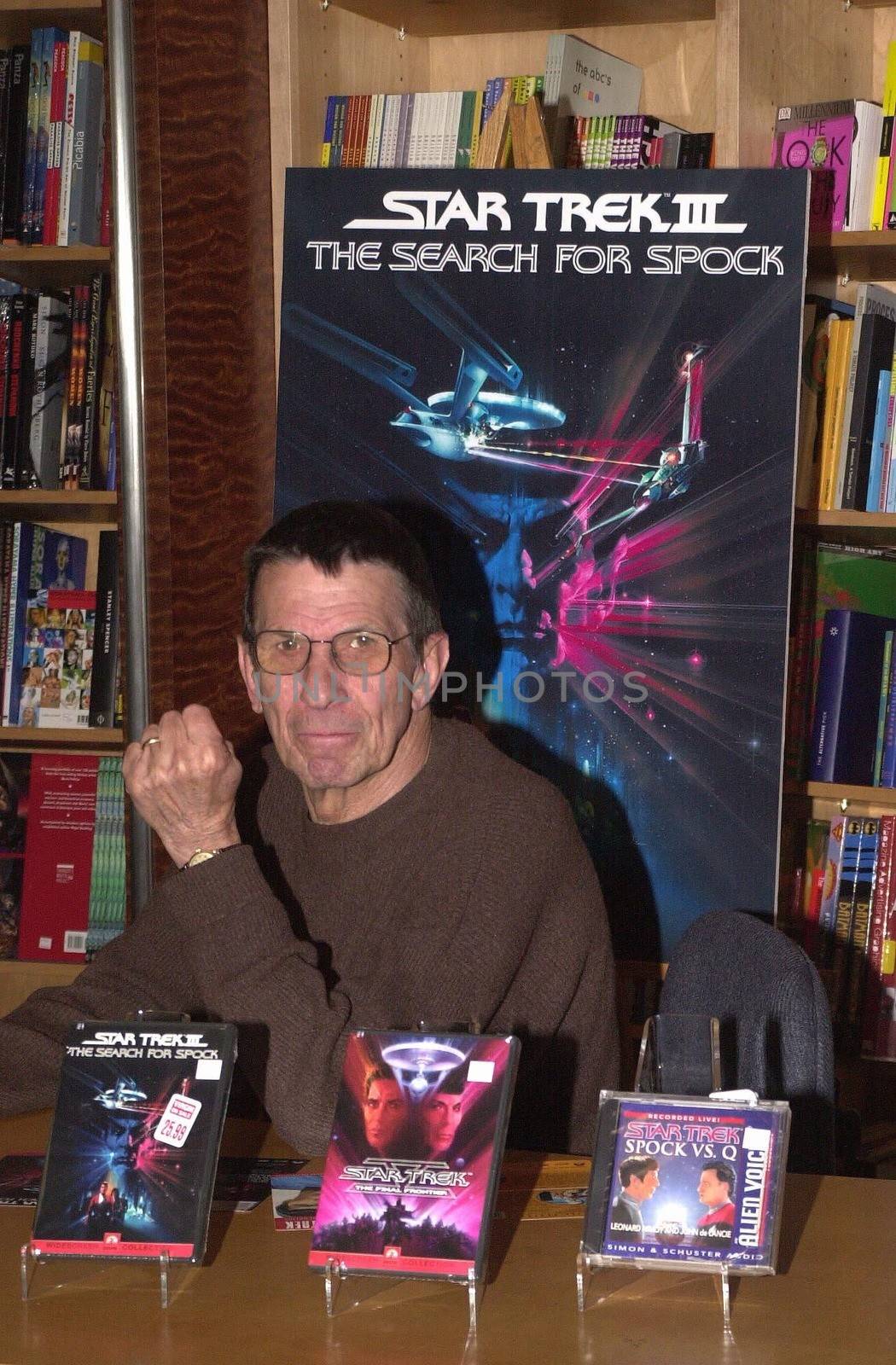 Leonard Nimoy at the Virgin Megastore in Hollywood to sign copies of the new DVD release of "Star Trek III: The Search For Spock," among other items, 04-26-00