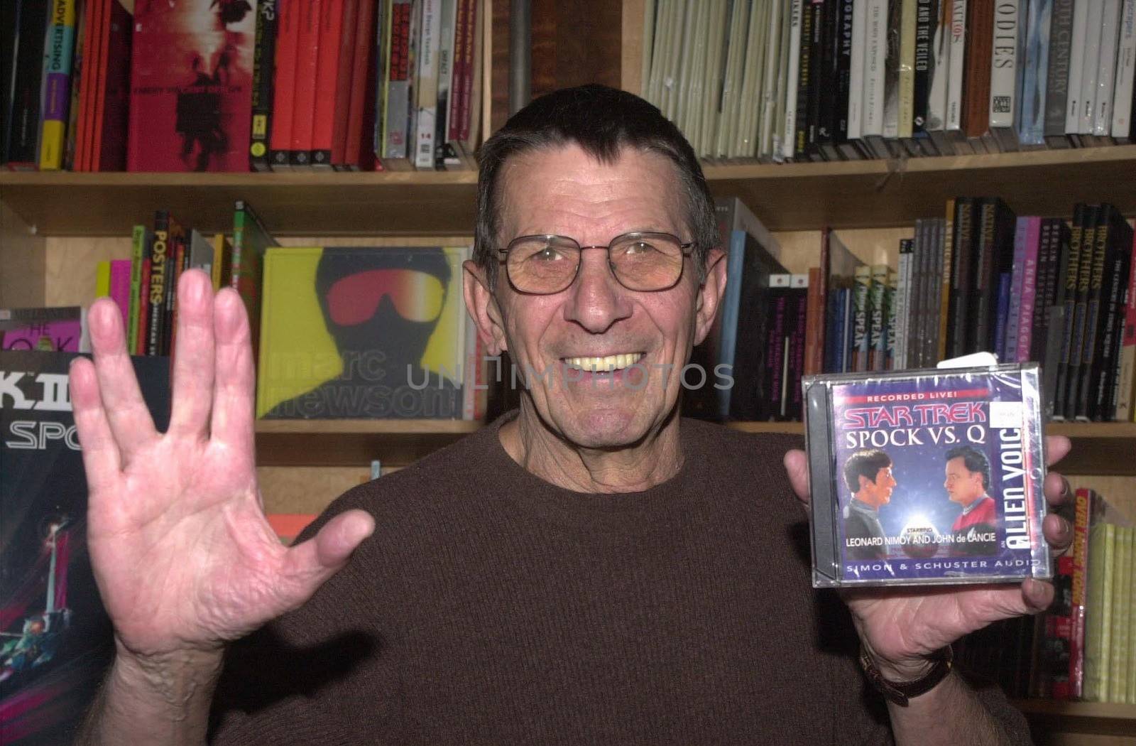 Leonard Nimoy at the Virgin Megastore in Hollywood to sign copies of the new DVD release of "Star Trek III: The Search For Spock," among other items, 04-26-00