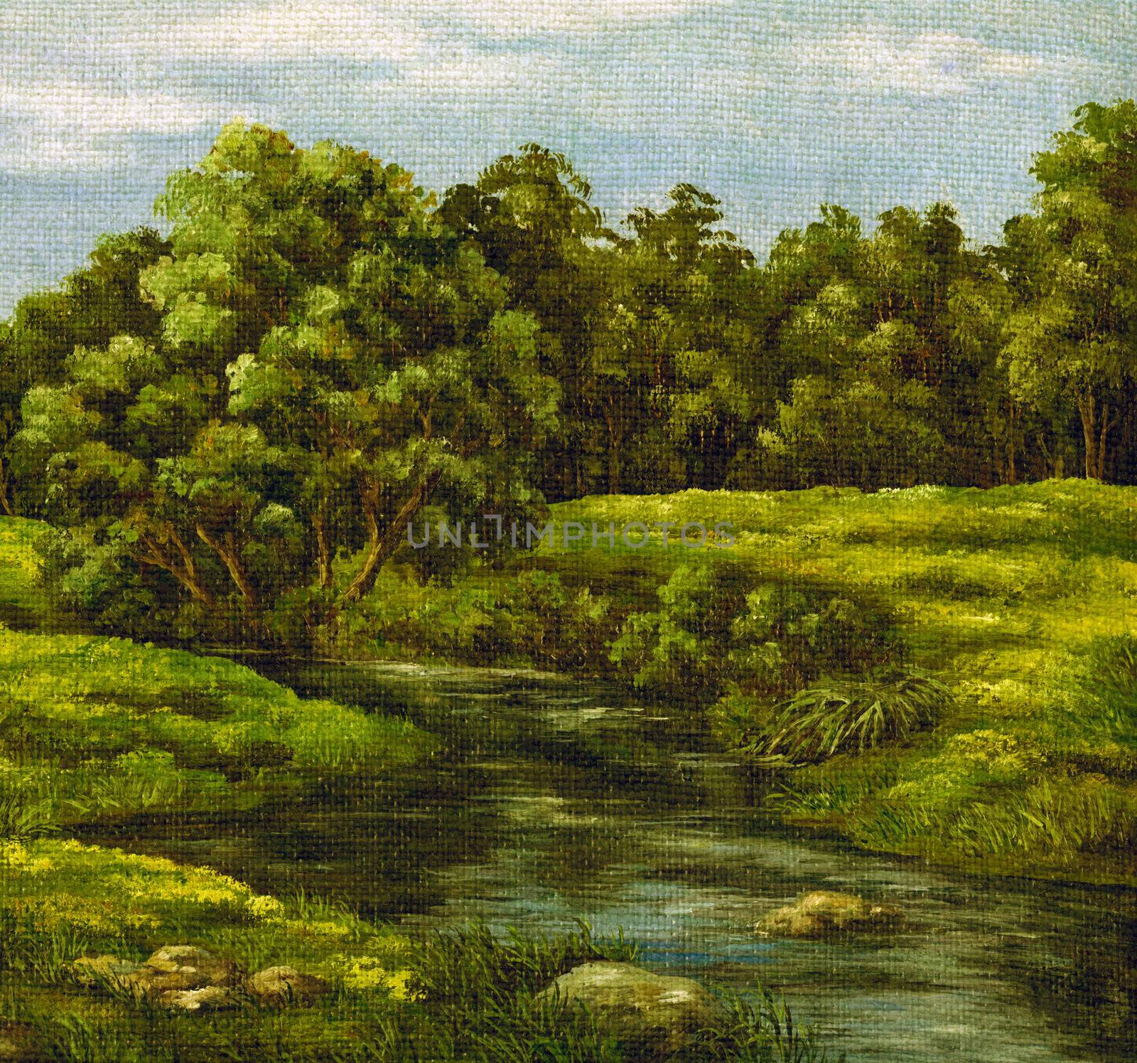 Painting, summer landscape by alexcoolok