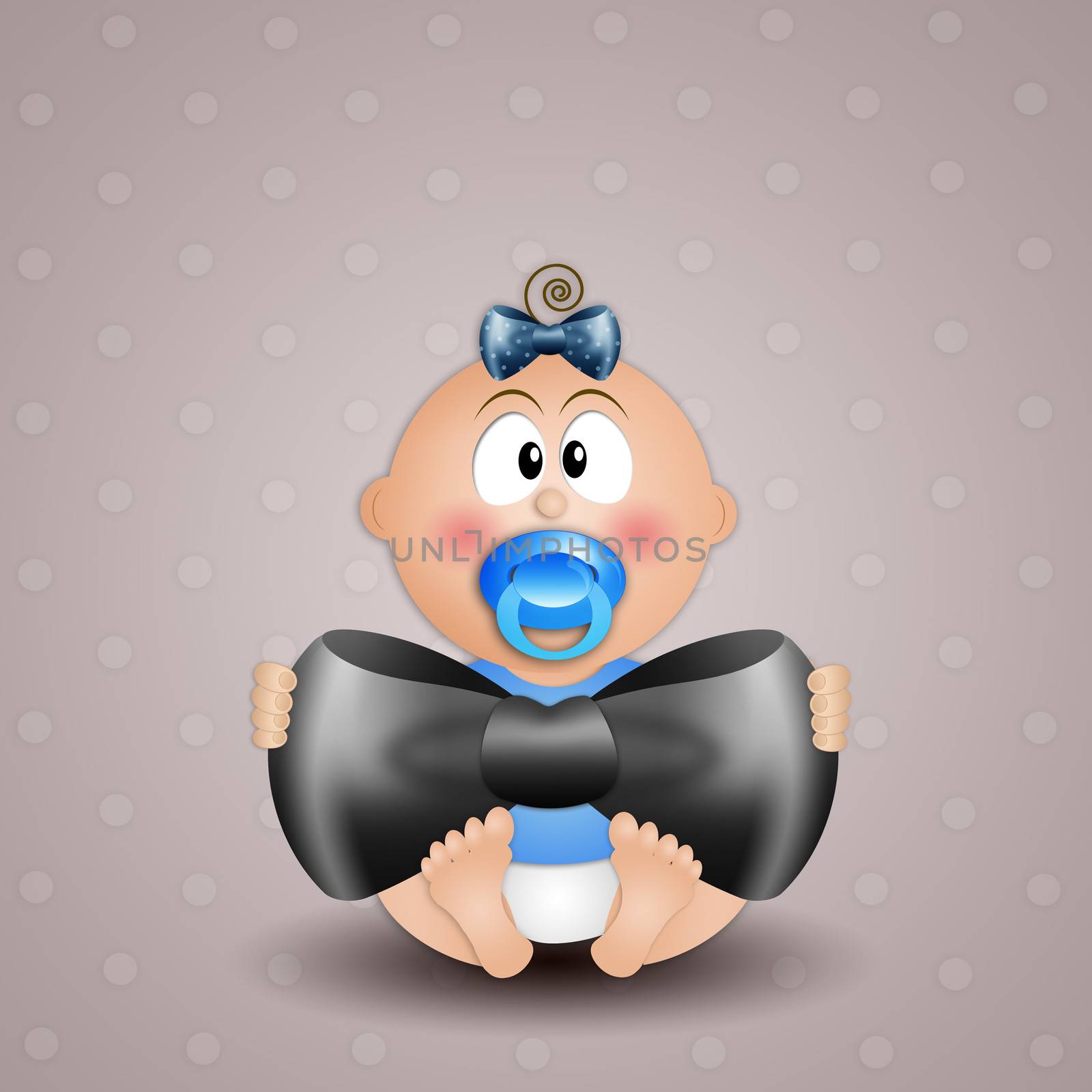 illustration of baby with bow tie for Father's Day