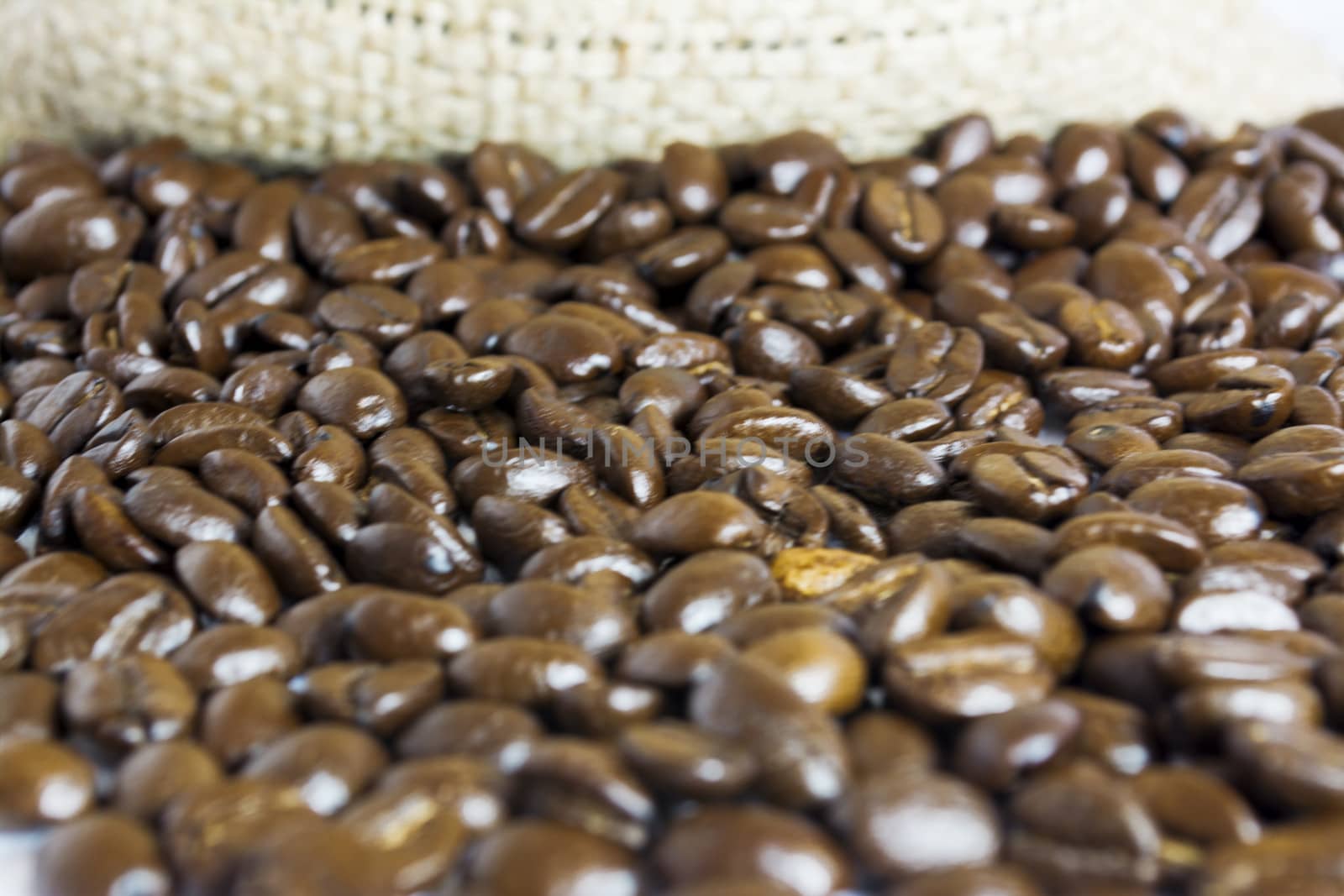 Detail of a pile of coffee beans