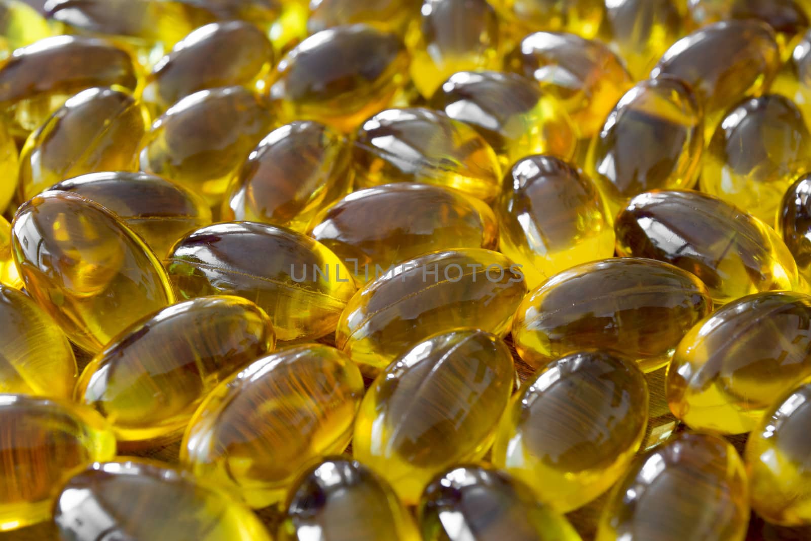Close up to a several yellow pills
