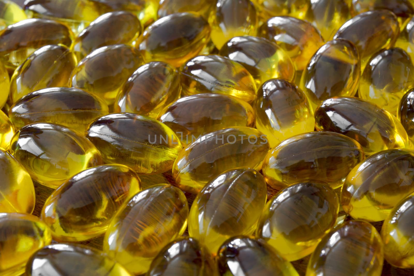 Close up to a several yellow pills