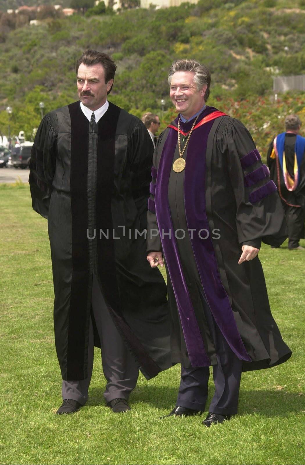 Tom Selleck at Pepperdine University in Malibu, to receive an honorary doctorate, 04-29-00