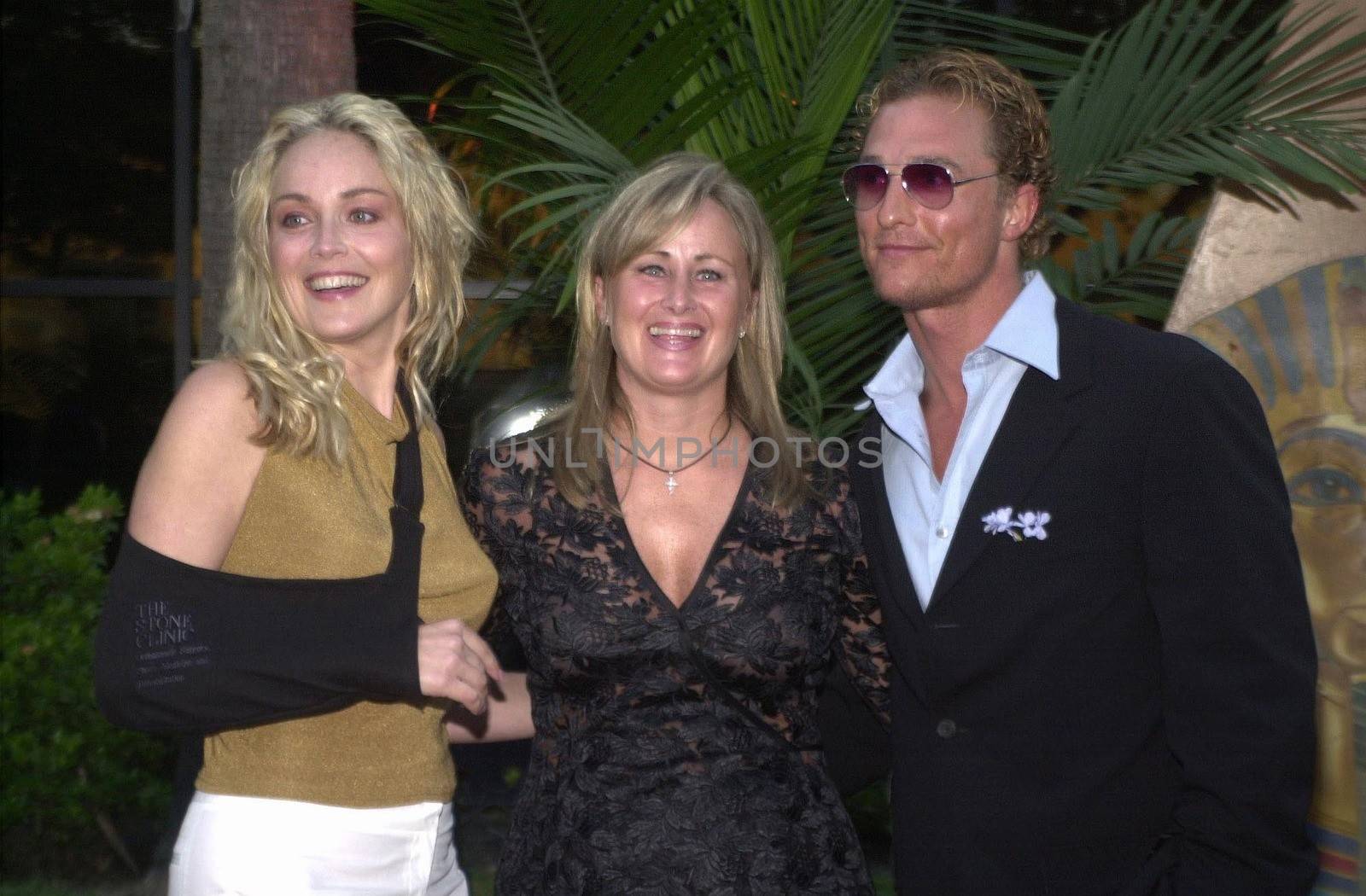 Sharon Stone, Kelly Stone and Matthew McConaughey at the Planet Hope Gala hosted by Sharon and Kelly Stone in Woodland Hills. 08-07-00