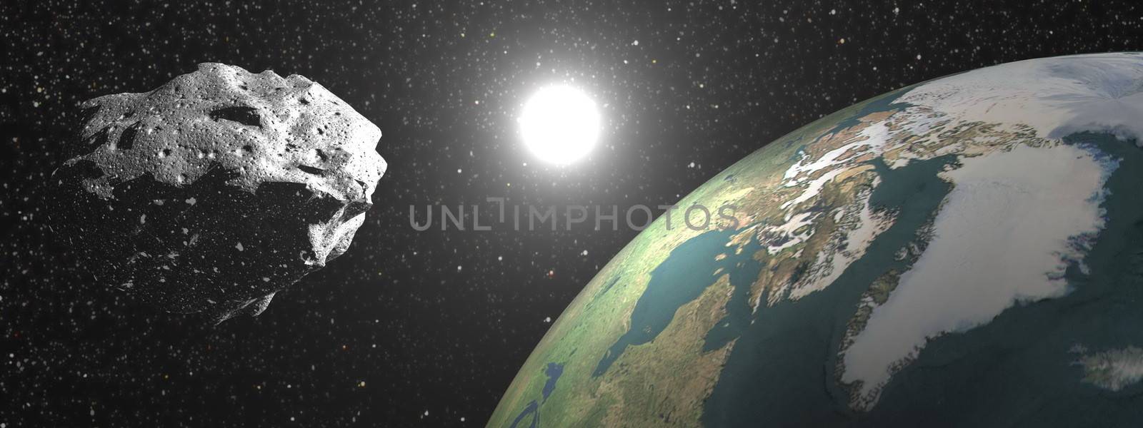 Asteroid near earth - 3D render by Elenaphotos21