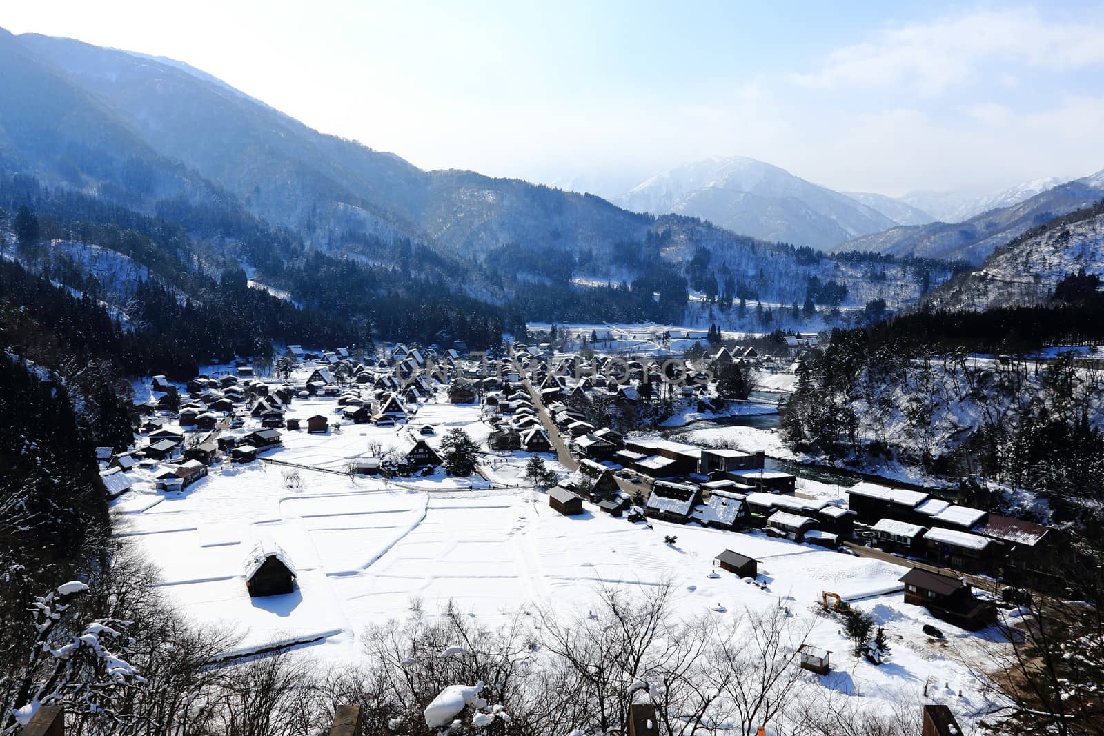 View from the Shiroyama Viewpoint at Gassho-zukuri Village, Shirakawago, Japan