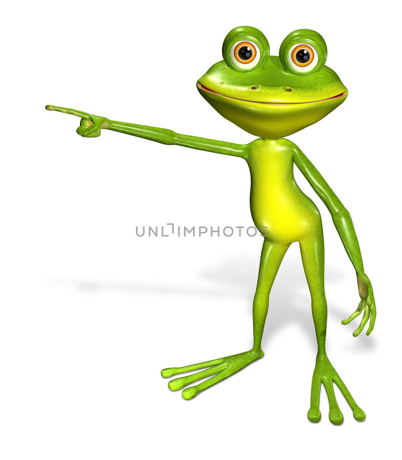 3d illustration merry green frog with big eyes