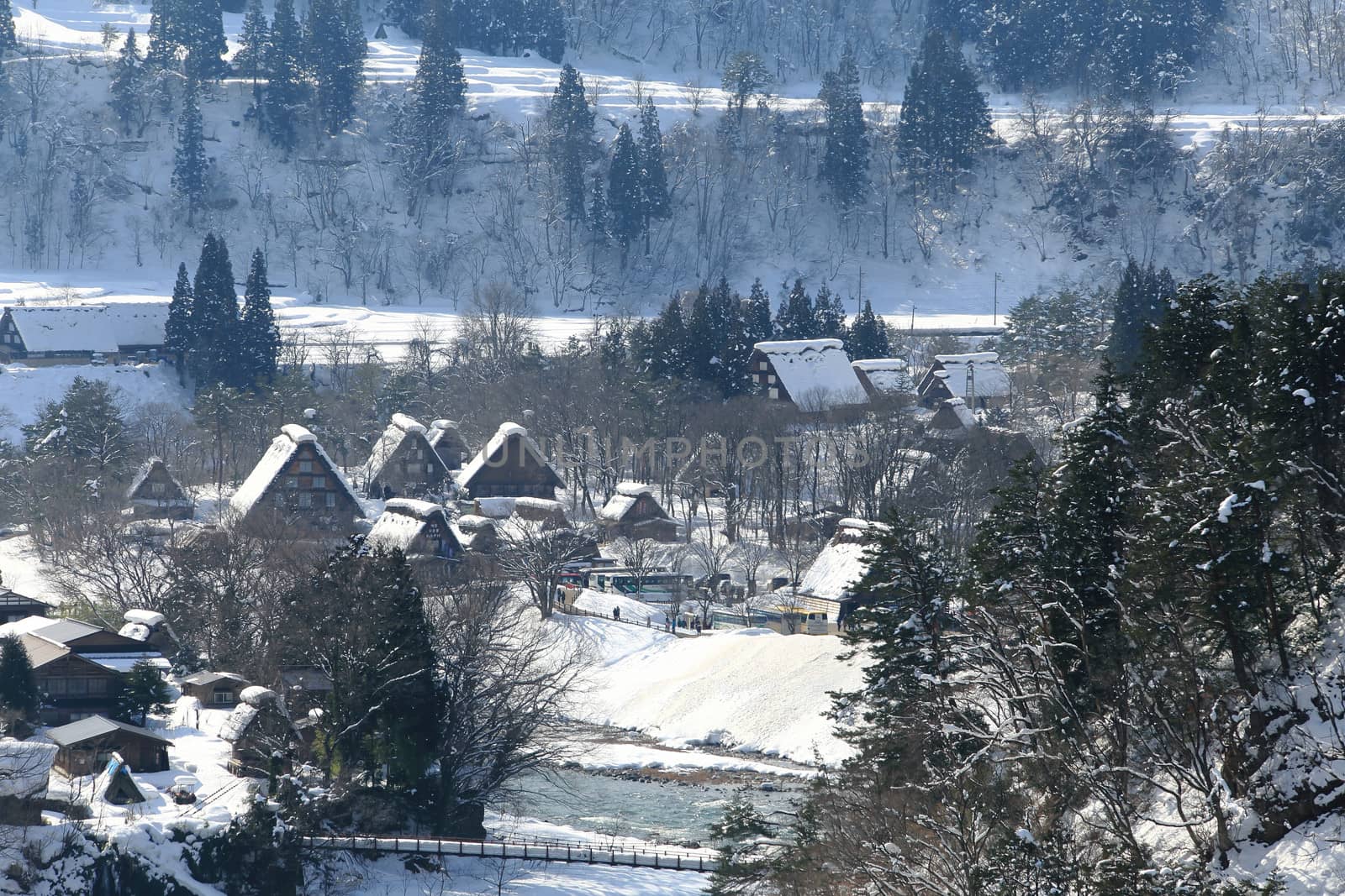 View from the Shiroyama Viewpoint at Gassho-zukuri Village, Shirakawago, Japan