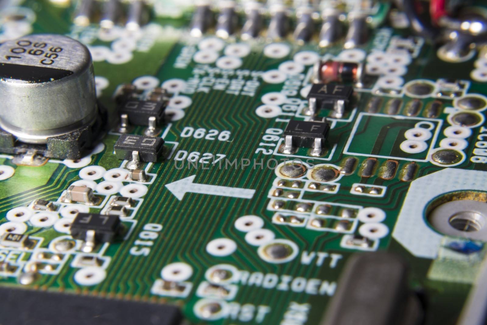 Circuit board with chips and capacitor