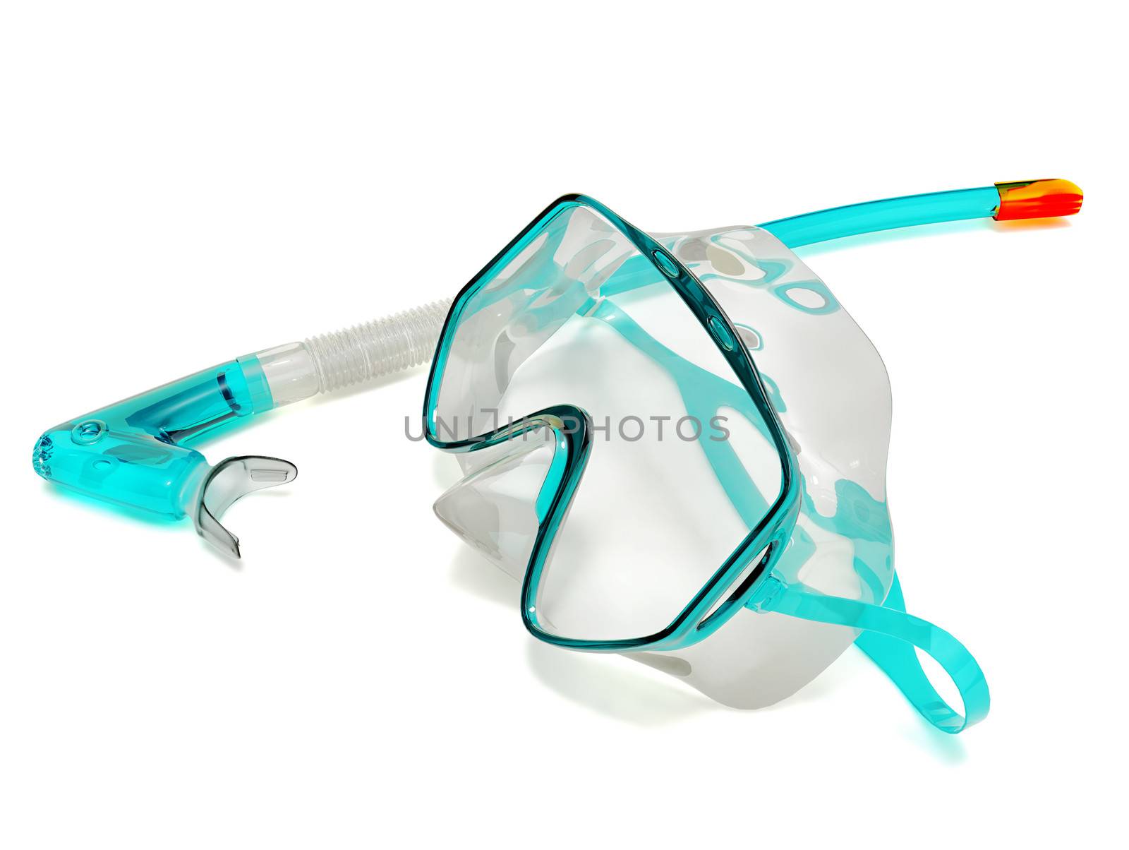 Snorkel and Mask for Diving isolated on white background