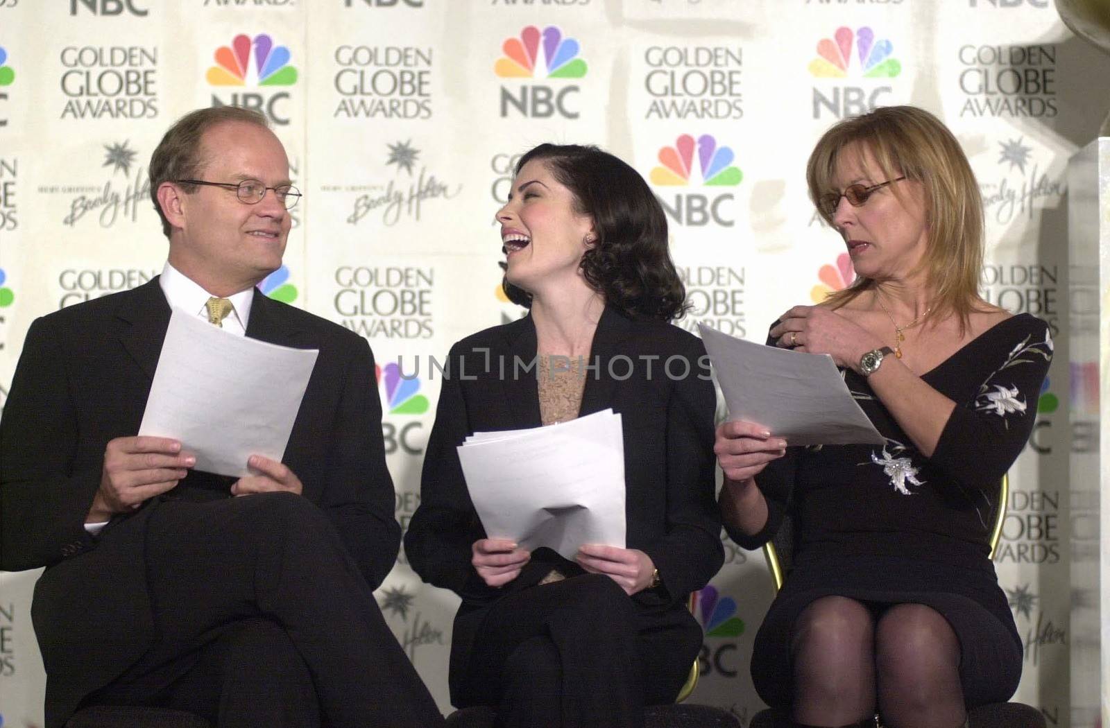 Kelsey Grammer, Lara Flynn Boyle, Christine Lahti at the 2000 Golden Globe Nominations Announcement, Beverly Hills, 12-21-00