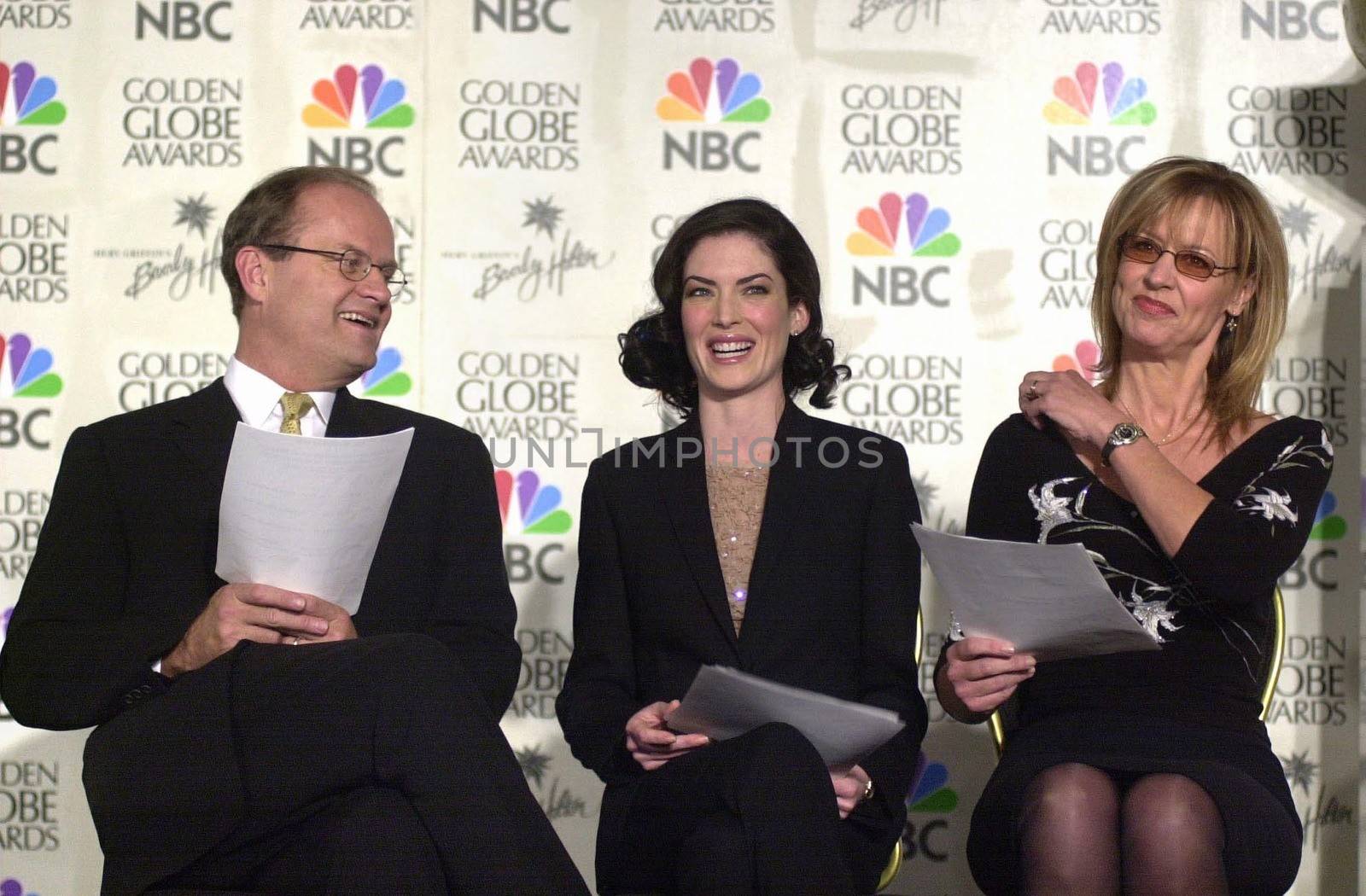 Kelsey Grammer, Lara Flynn Boyle, Christine Lahti at the 2000 Golden Globe Nominations Announcement, Beverly Hills, 12-21-00