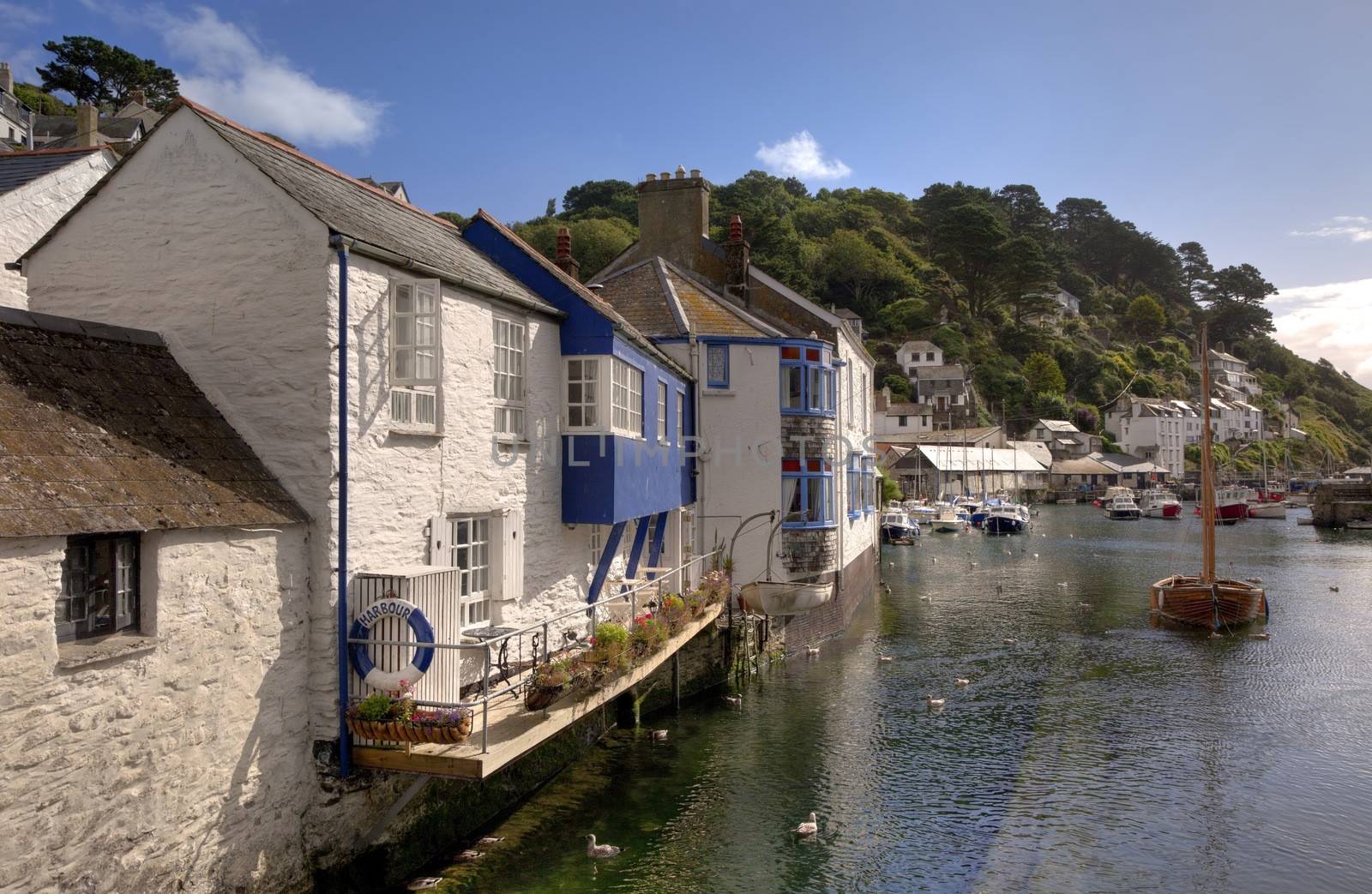The popular holiday destination of Polperro in summer, Cornwall, England.