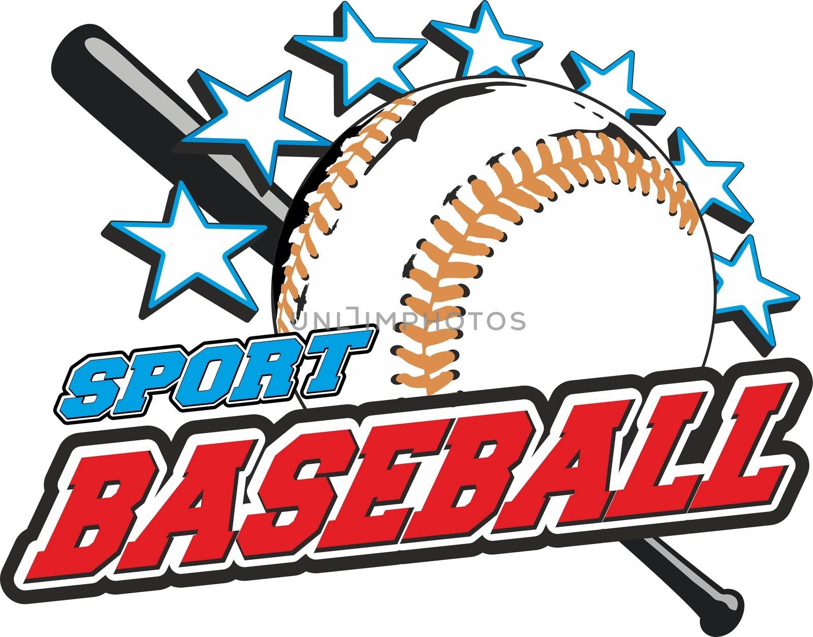 sports vector for t-shirts, prints and logos. With ball bat is star
