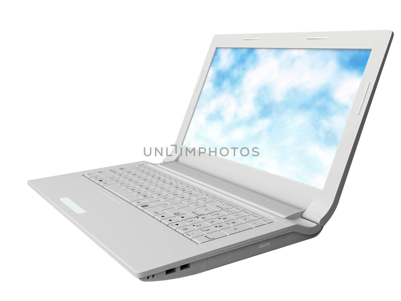 Modern notebook, laptop from white plastic 3d
