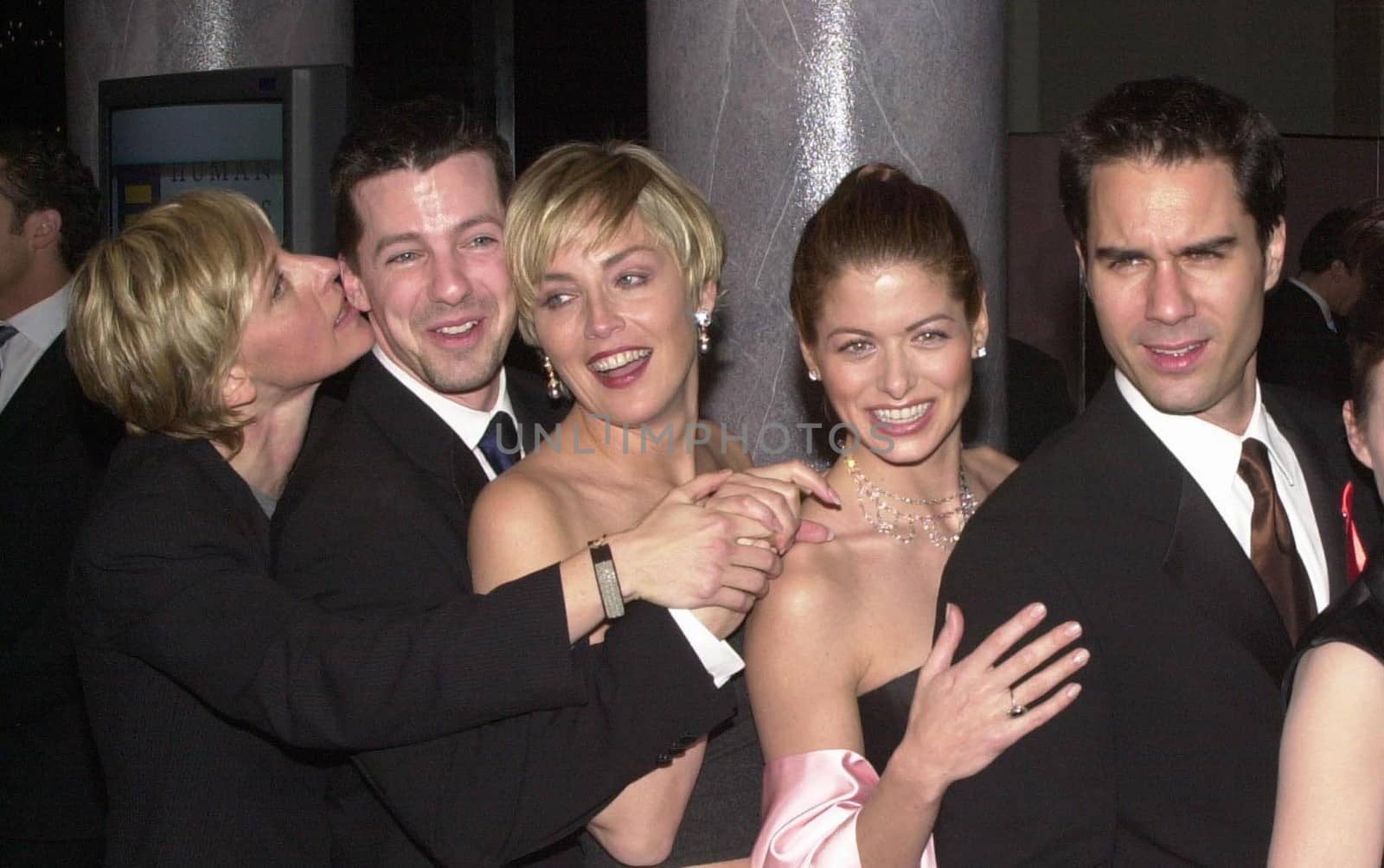 Ellen Degeneres, Sean Hayes, Sharon Stone, Debra Messing and Eric McCormack at the Human Rights Campaign Gala, 02-19-00