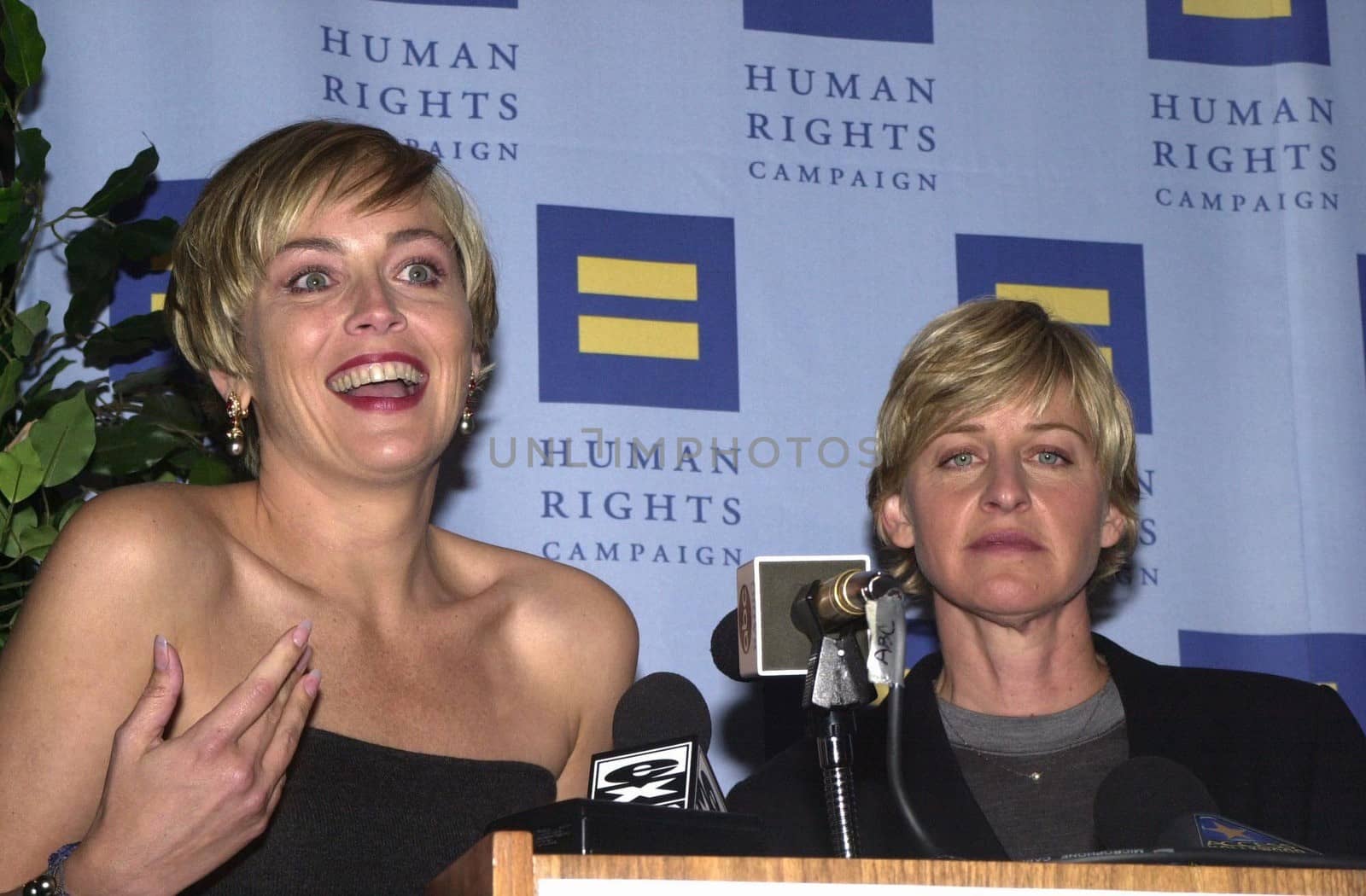 Sharon Stone and Ellen Degeneres at the Human Rights Campaign Gala, 02-19-00
