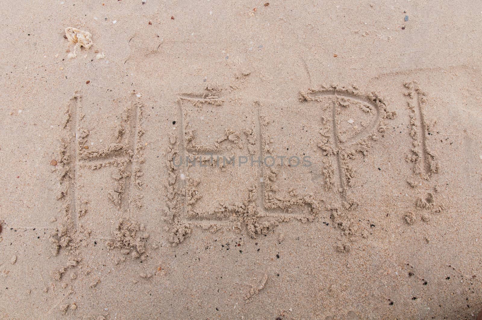 Help! stranded on the beach write sand