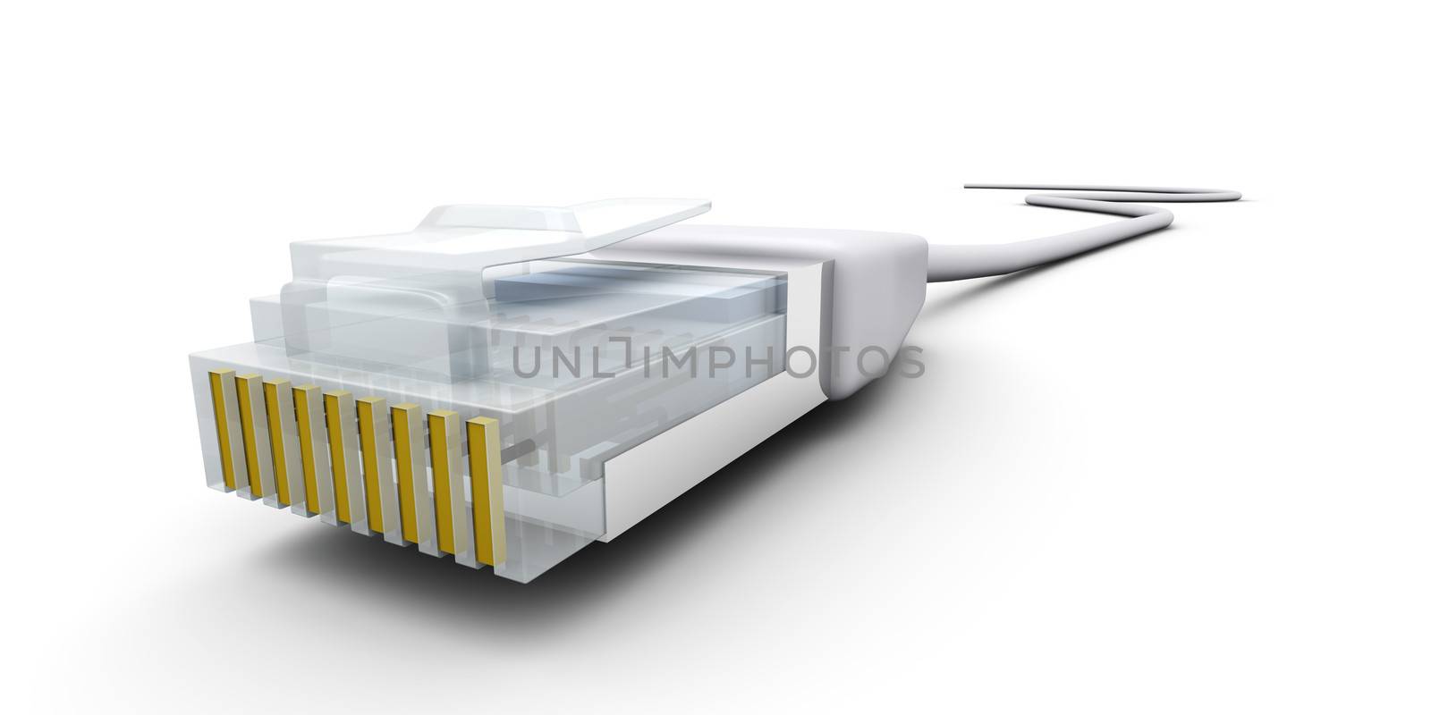 3D rendered Illustration. Isolated on white. A RJ45 Cable.