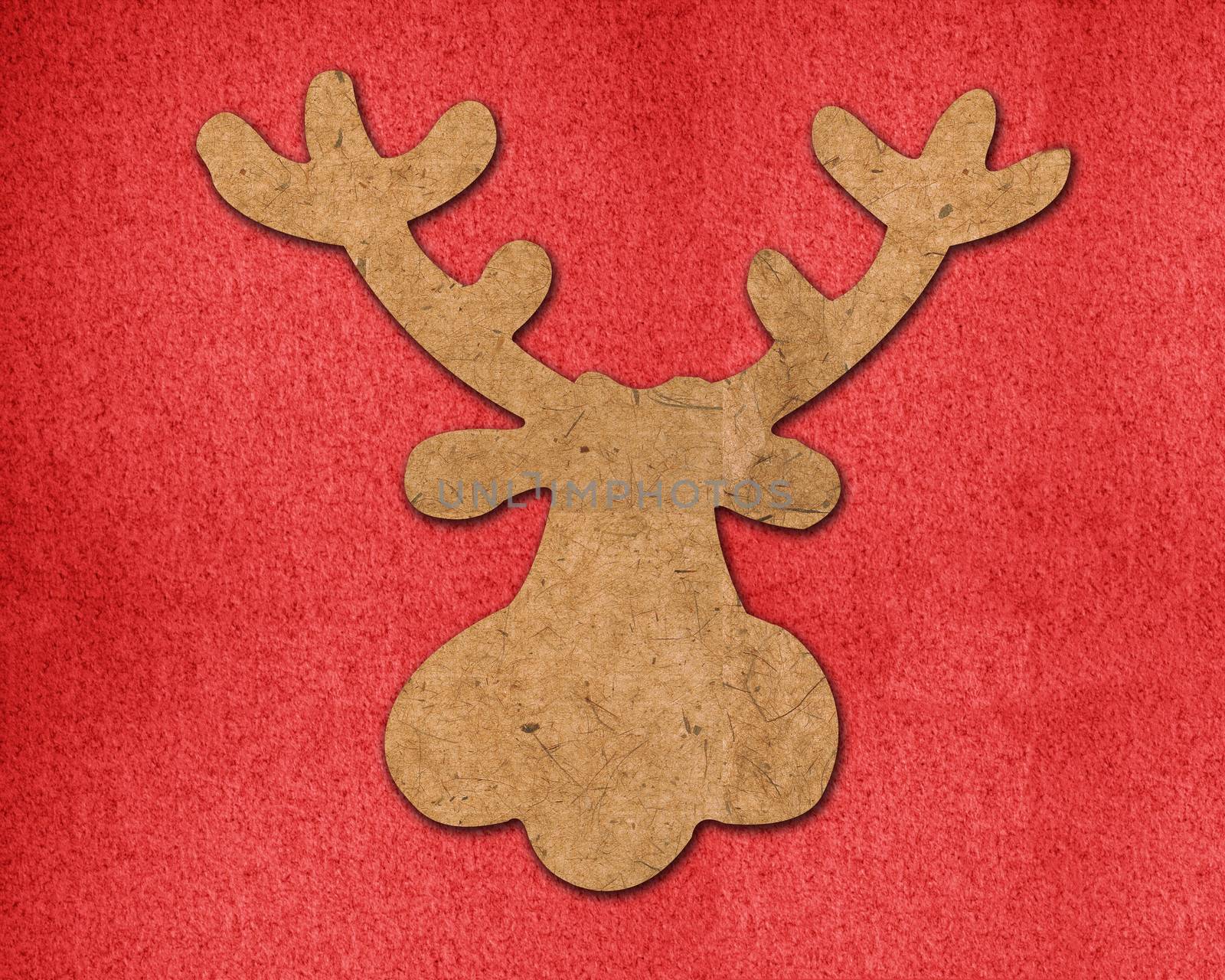 Reindeer of christmas head on red background