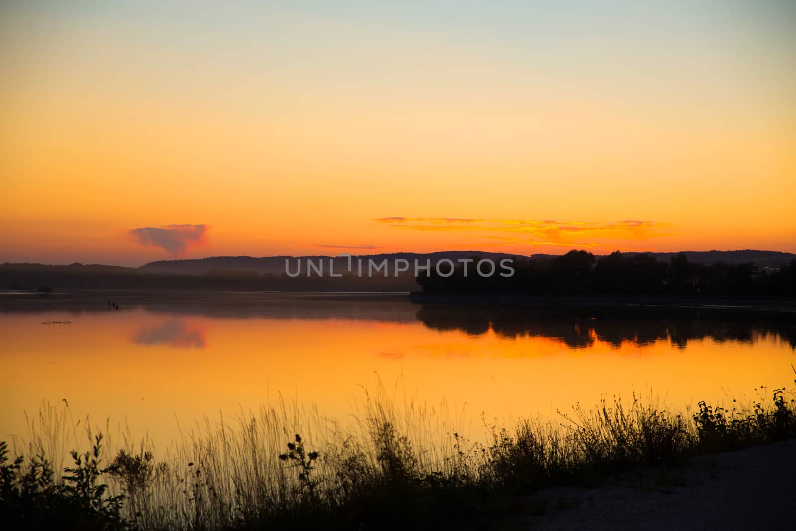 Sunset over a lake in Germany.