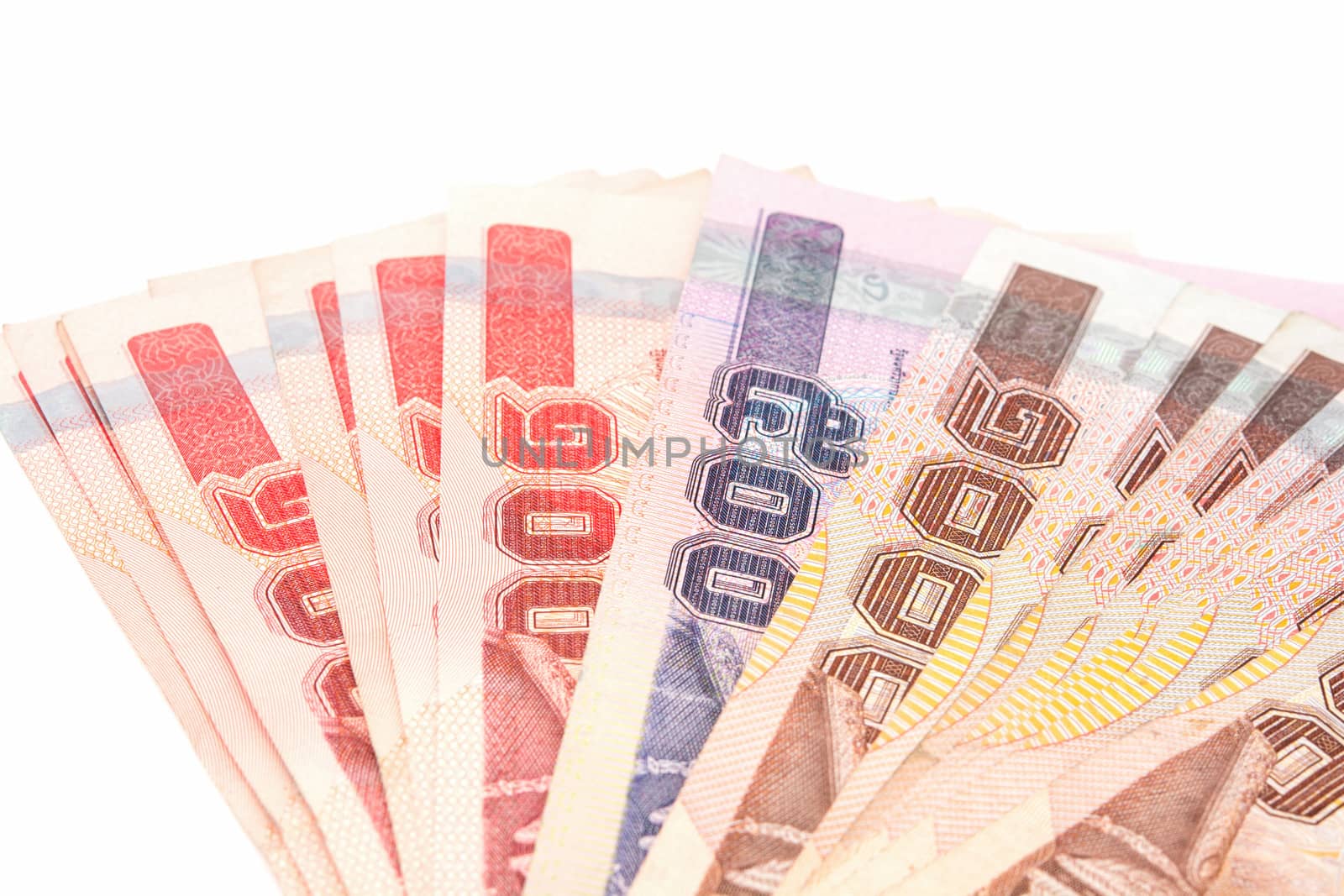Thai banknotes isolate on the white background