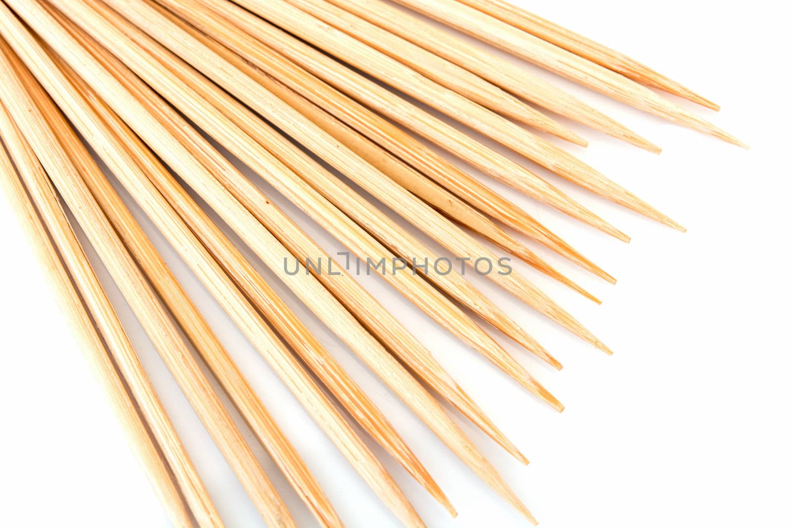 Bamboo toothpicks isolated and on white background