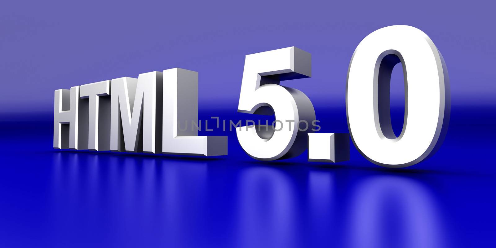 HTML 5.0. 3D rendered Illustration.  