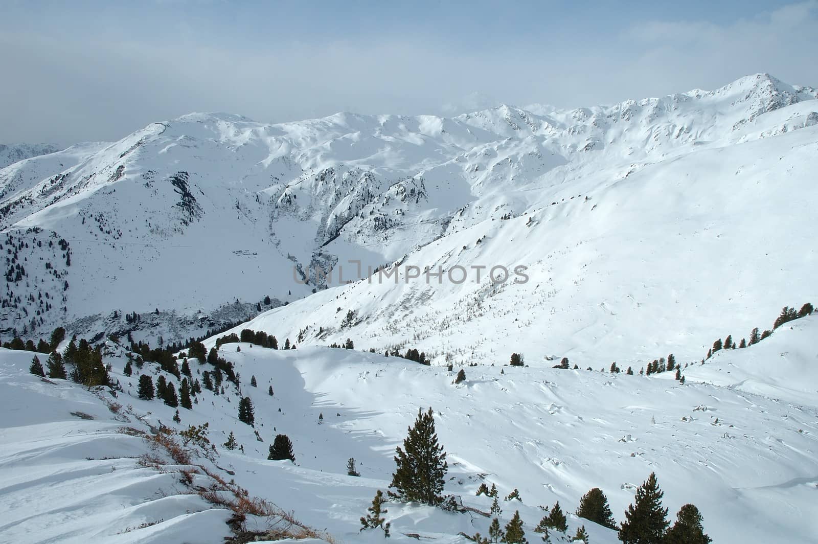 Valley in Alps in winter by janhetman