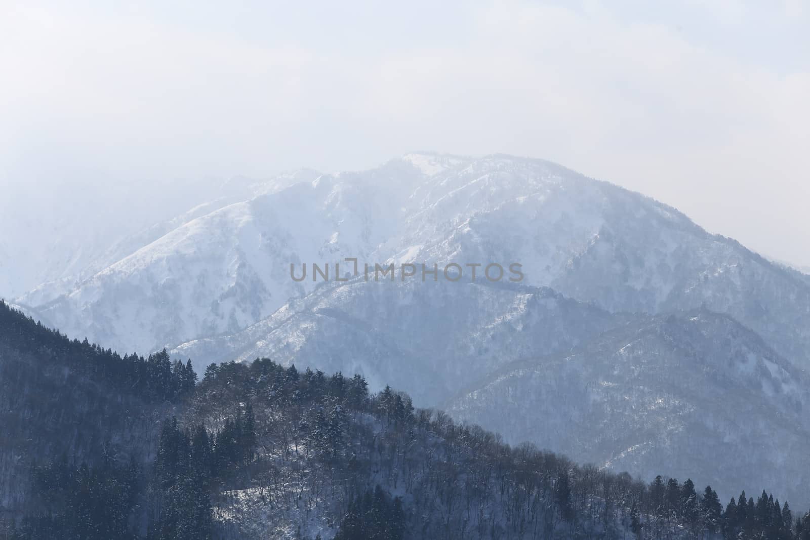 snow covered mountain in Takayama japan