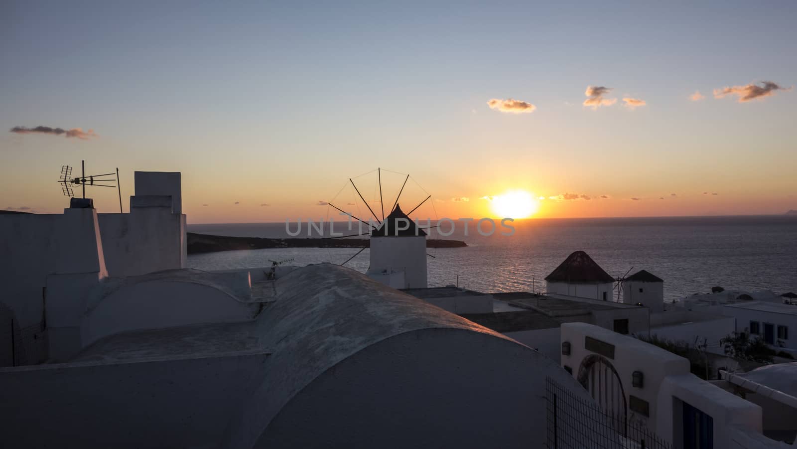 Beautiful sunset in Oia, Santorini,. Greece